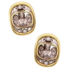 Kieselstein Cord 2001 Classic Etruscan Clips Earrings 18Kt Gold With VS Diamonds