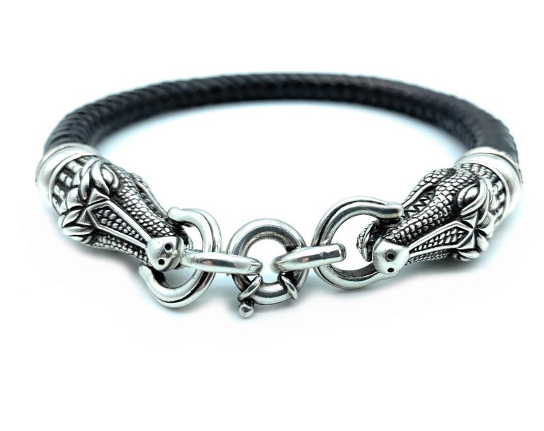 Kieselstein Cord .925 Sterling Silver Alligator Leather Cord Necklace