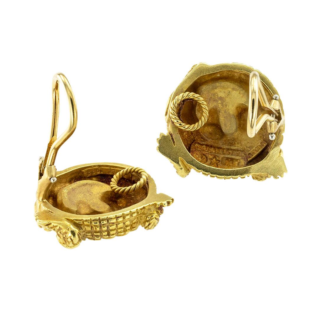 Kieselstein Cord Alligator-Ohrringe mit Clip auf Gold für Damen oder Herren im Angebot