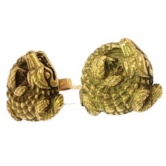 Kieselstein-Cord Alligator Earrings 18K Yellow Gold Vintage