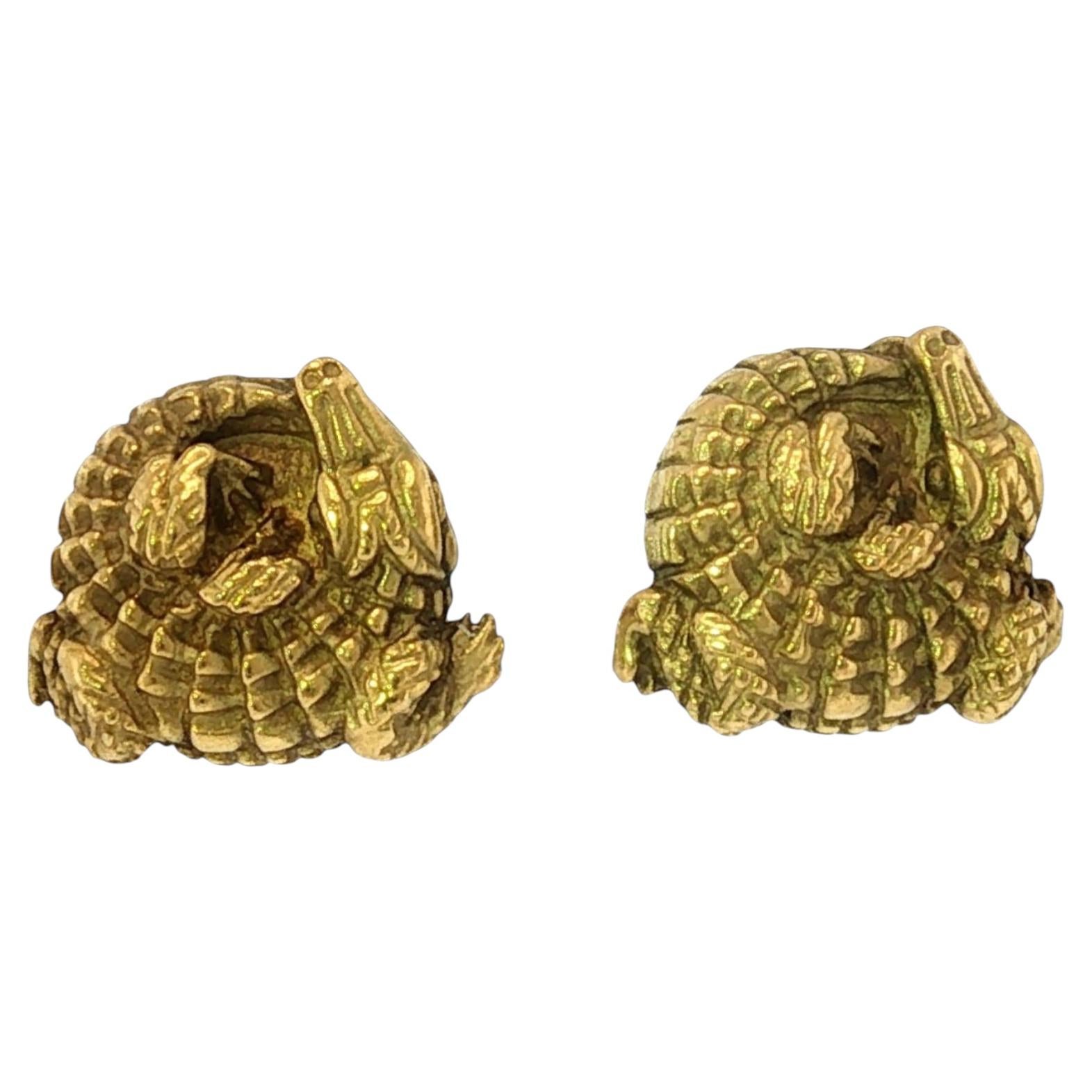 Pendientes «Alligator» de Kieselstein-Cord, oro amarillo de 18 quilates, estilo vintage