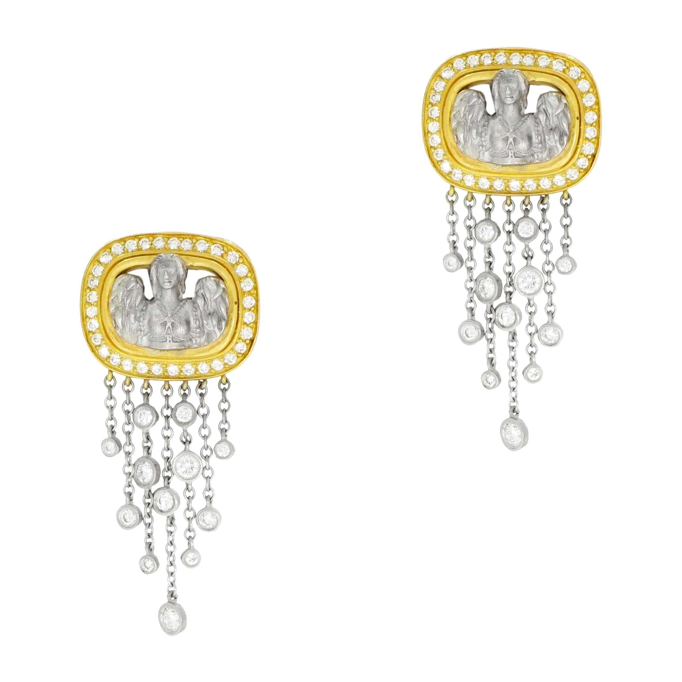 Kieselstein-Cord "Angel in My Window" Diamond Drops Yellow Gold Earrings
