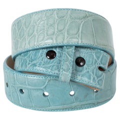 KIESELSTEIN-CORD aqua blue CROCODILE 1.5" Belt Strap M