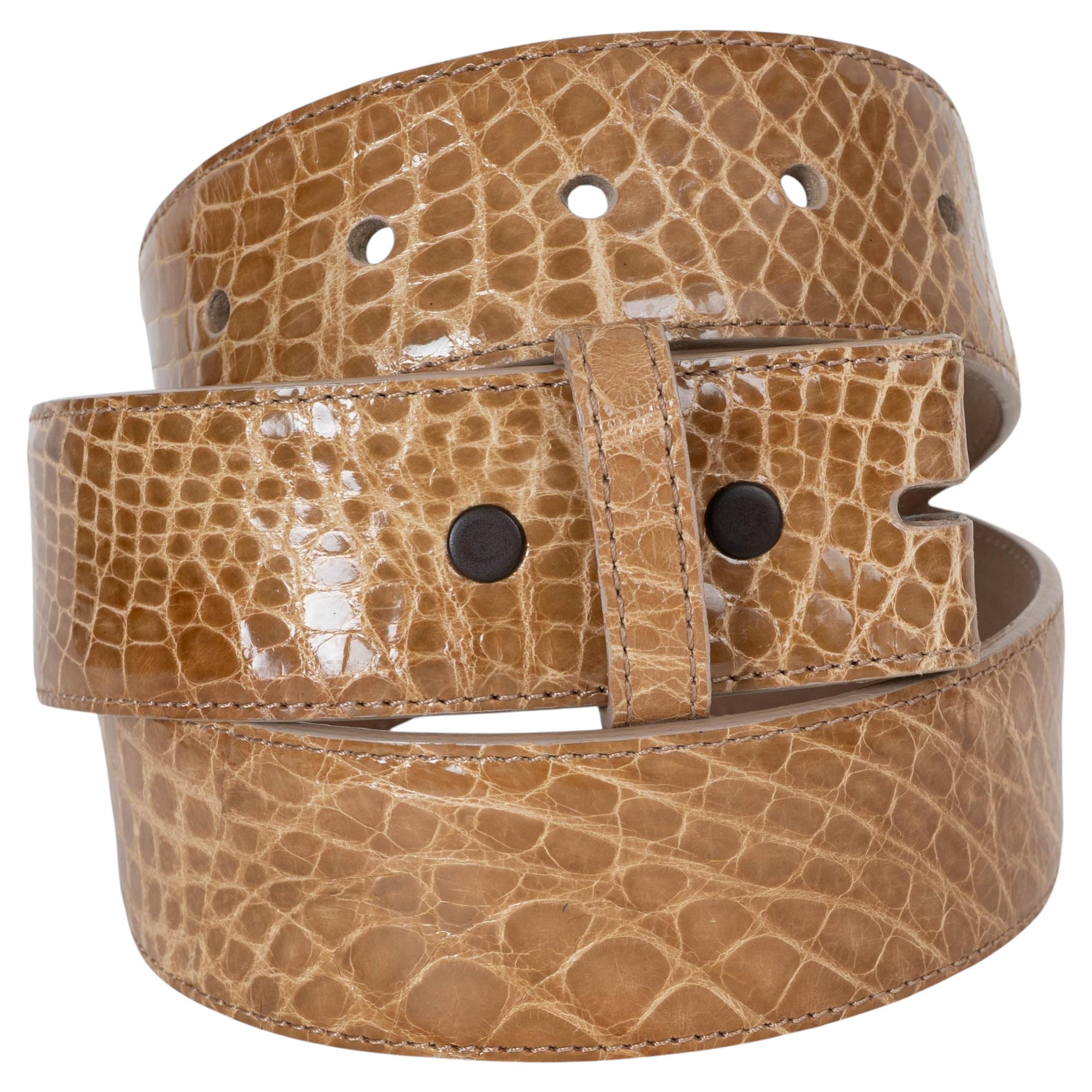 KIESELSTEIN-CORD, sangle de ceinture beige CROCODILE, 3,8 cm