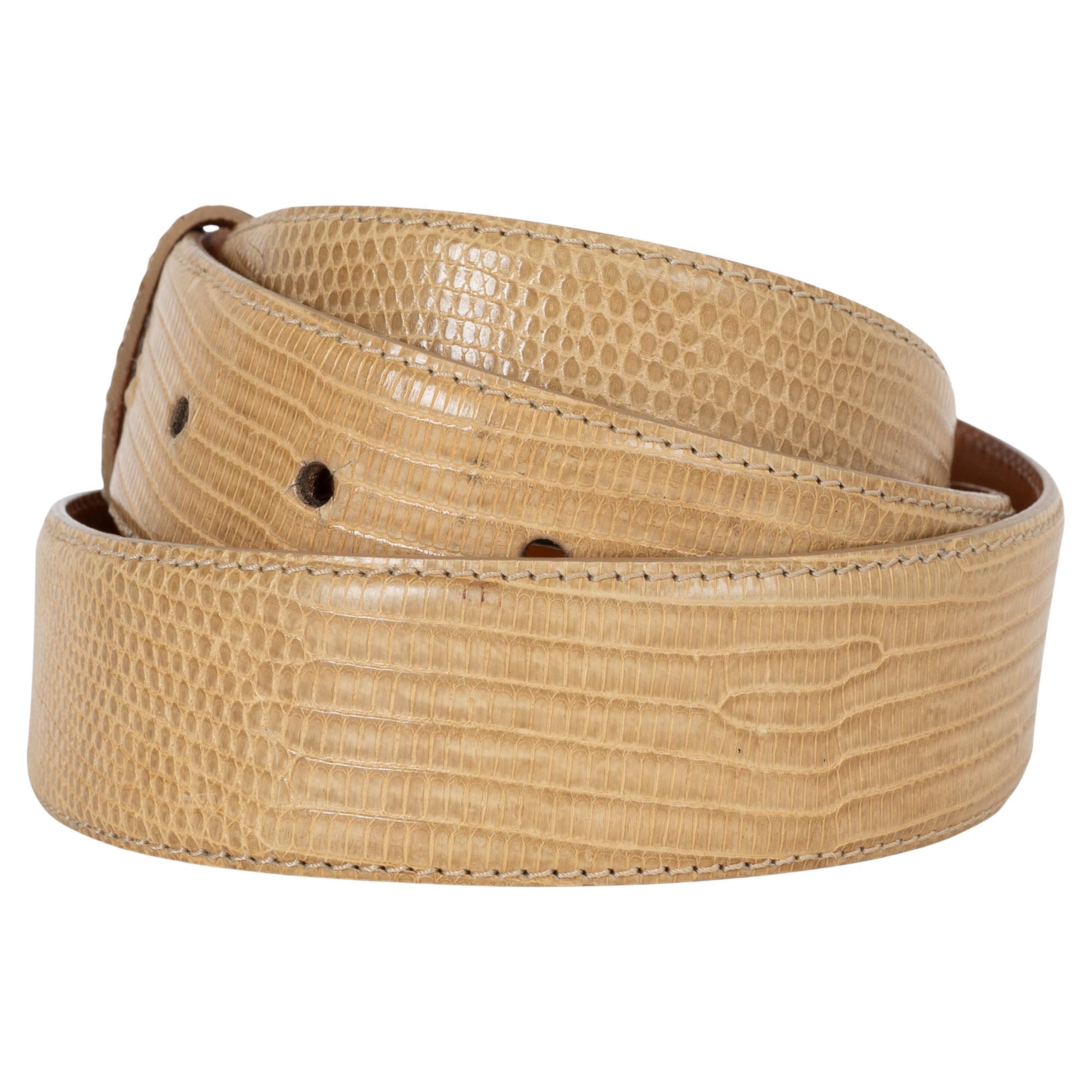 KIESELSTEIN-CORD beige LIZARD Belt Strap Sz 3