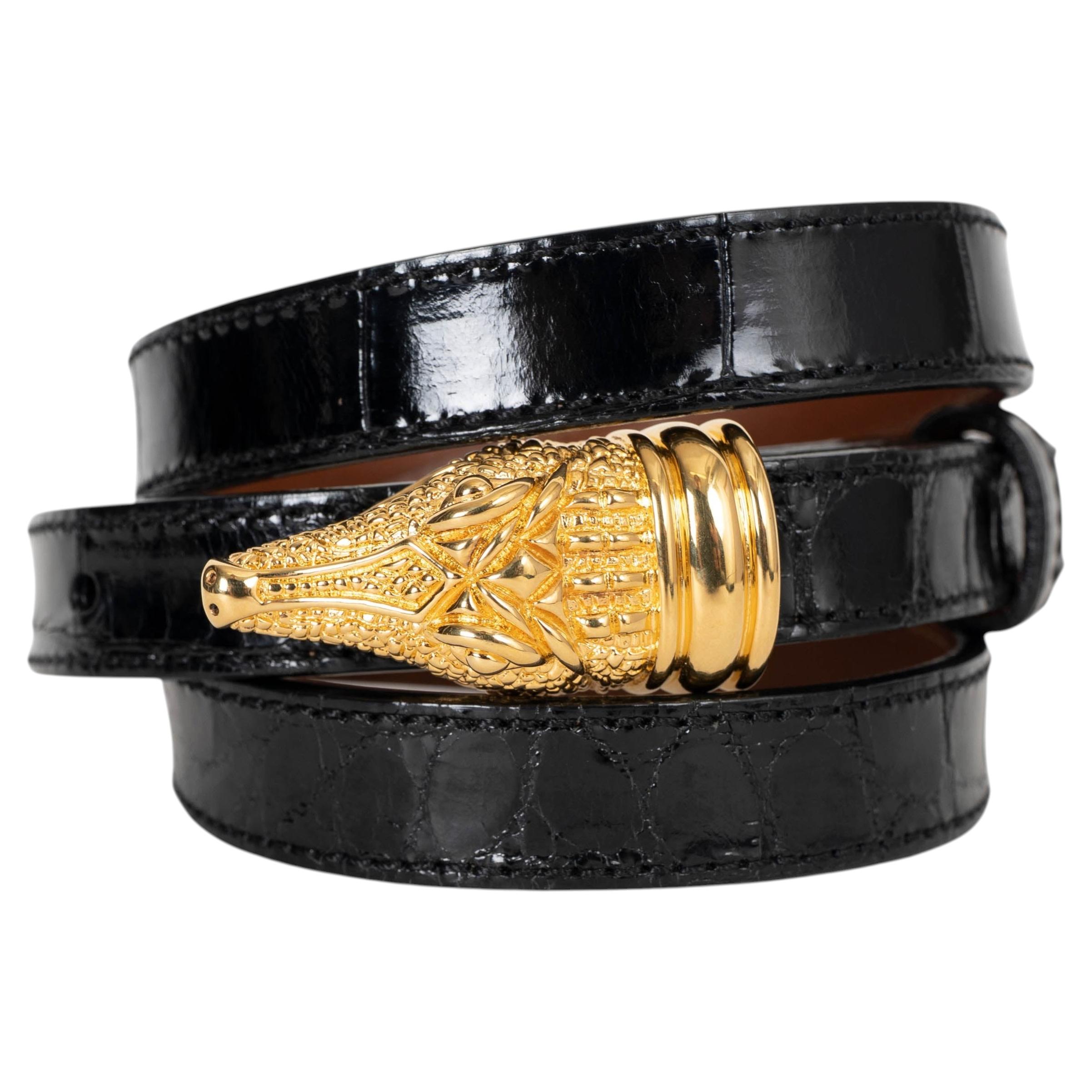KIESELSTEIN-CORD black CROCODILE MINI ALLIGATOR HEAD Belt 2