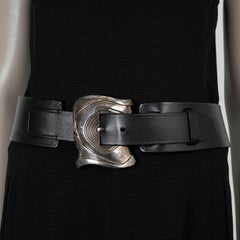 KIESELSTEIN-CORD black leather 1995 STERLING SILVER Buckle Belt 5
