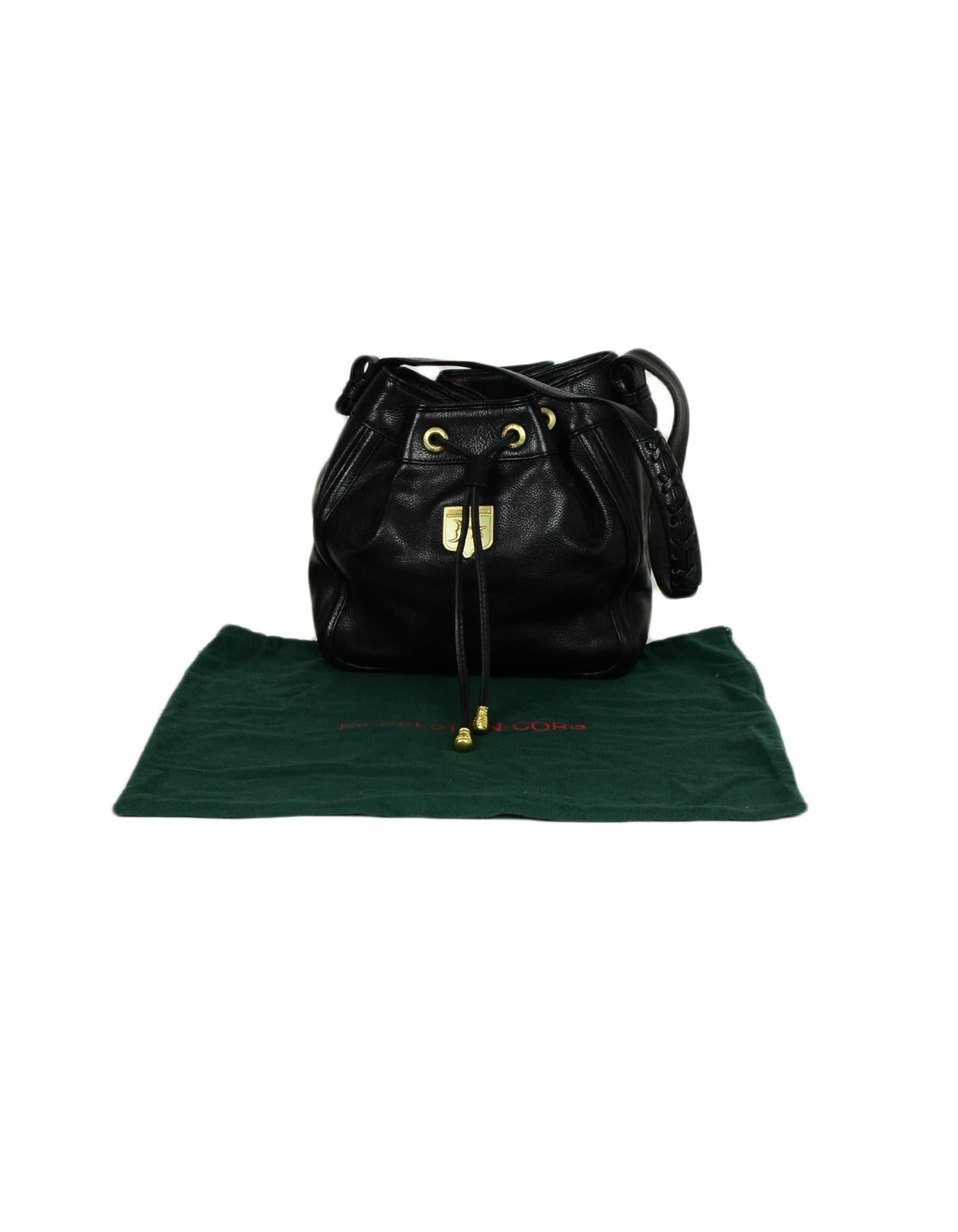 Kieselstein-Cord Black Leather Bucket Bag w/ Antiqued Gold Hardware 7