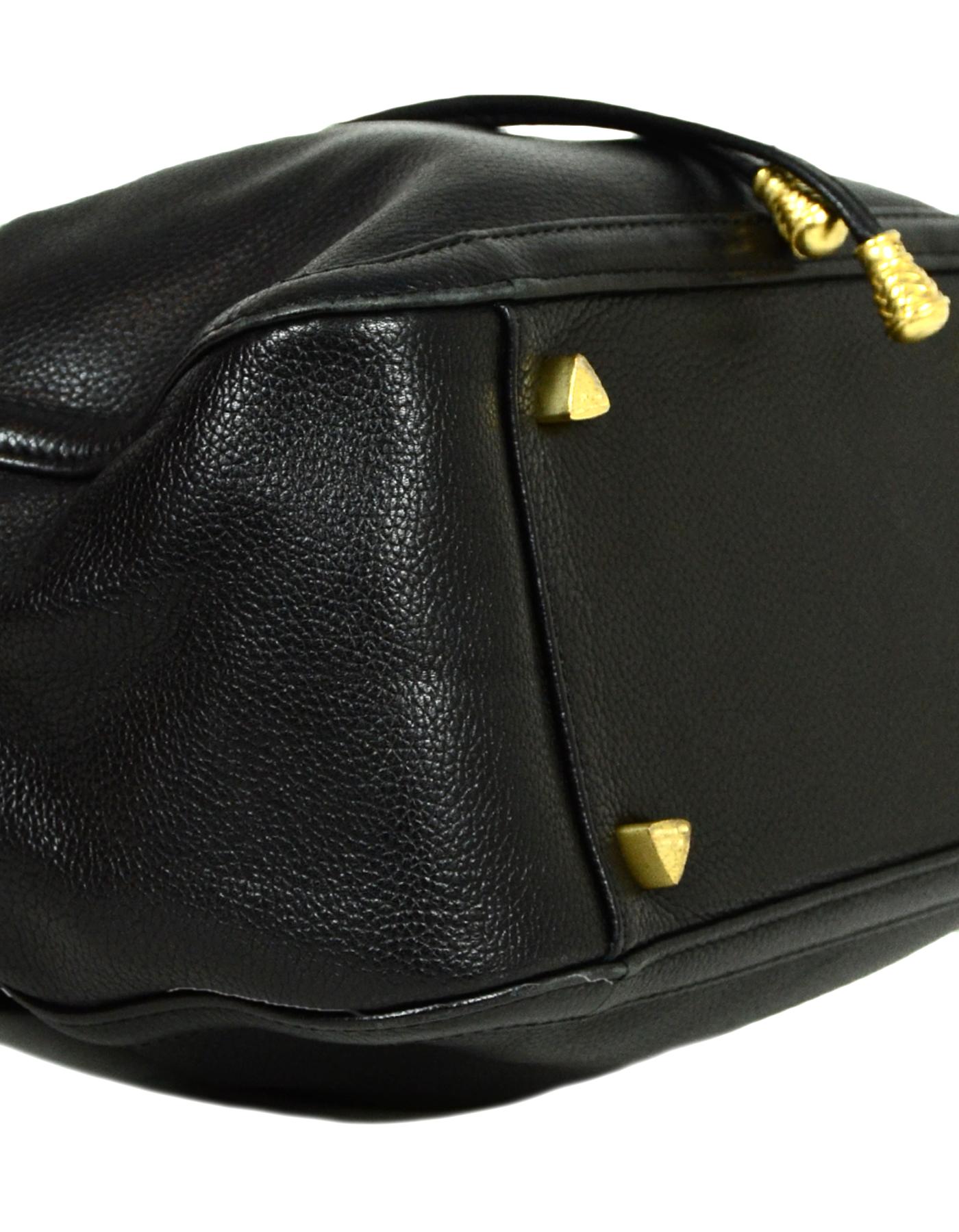 Kieselstein-Cord Black Leather Bucket Bag w/ Antiqued Gold Hardware In Excellent Condition In New York, NY