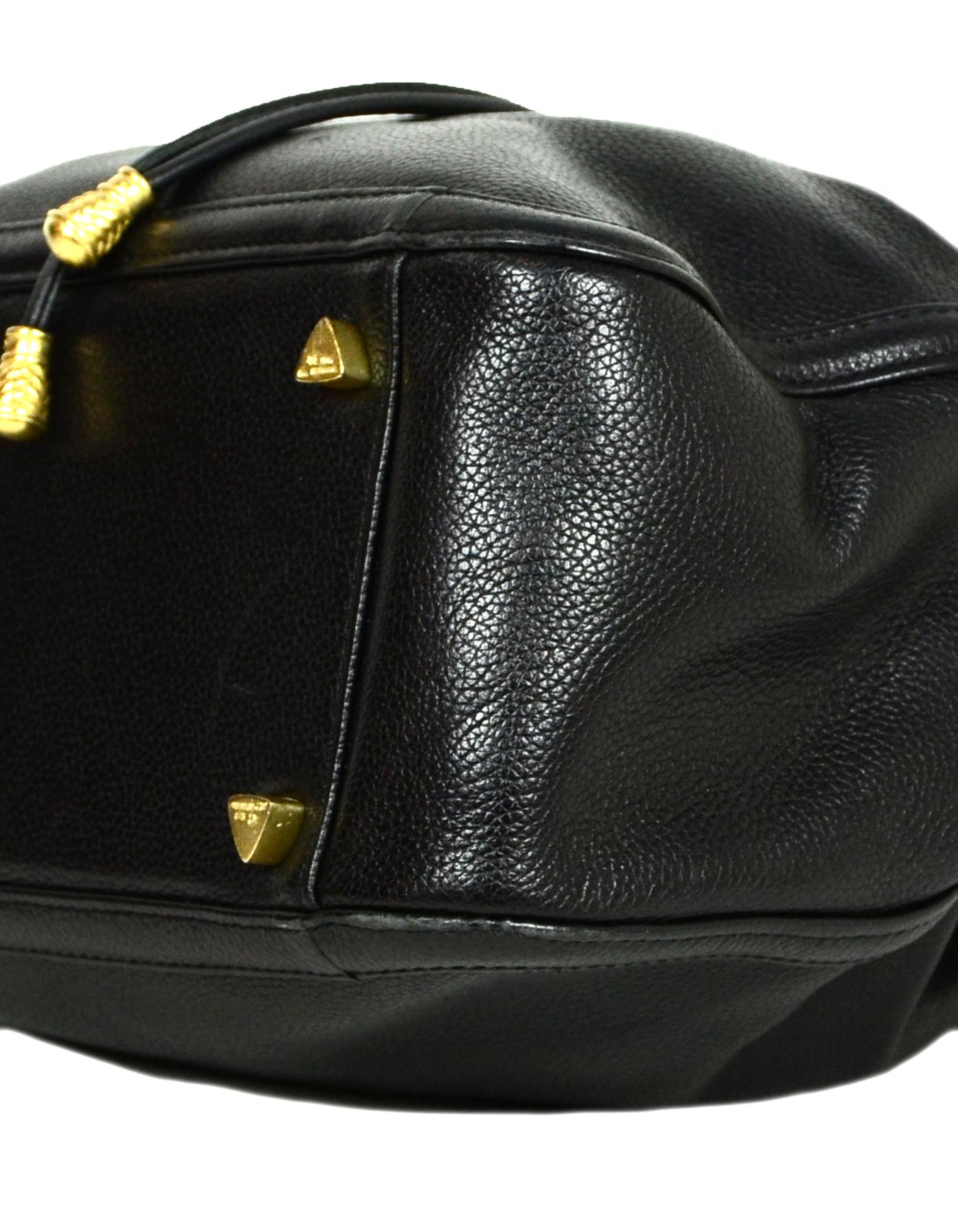 Women's Kieselstein-Cord Black Leather Bucket Bag w/ Antiqued Gold Hardware