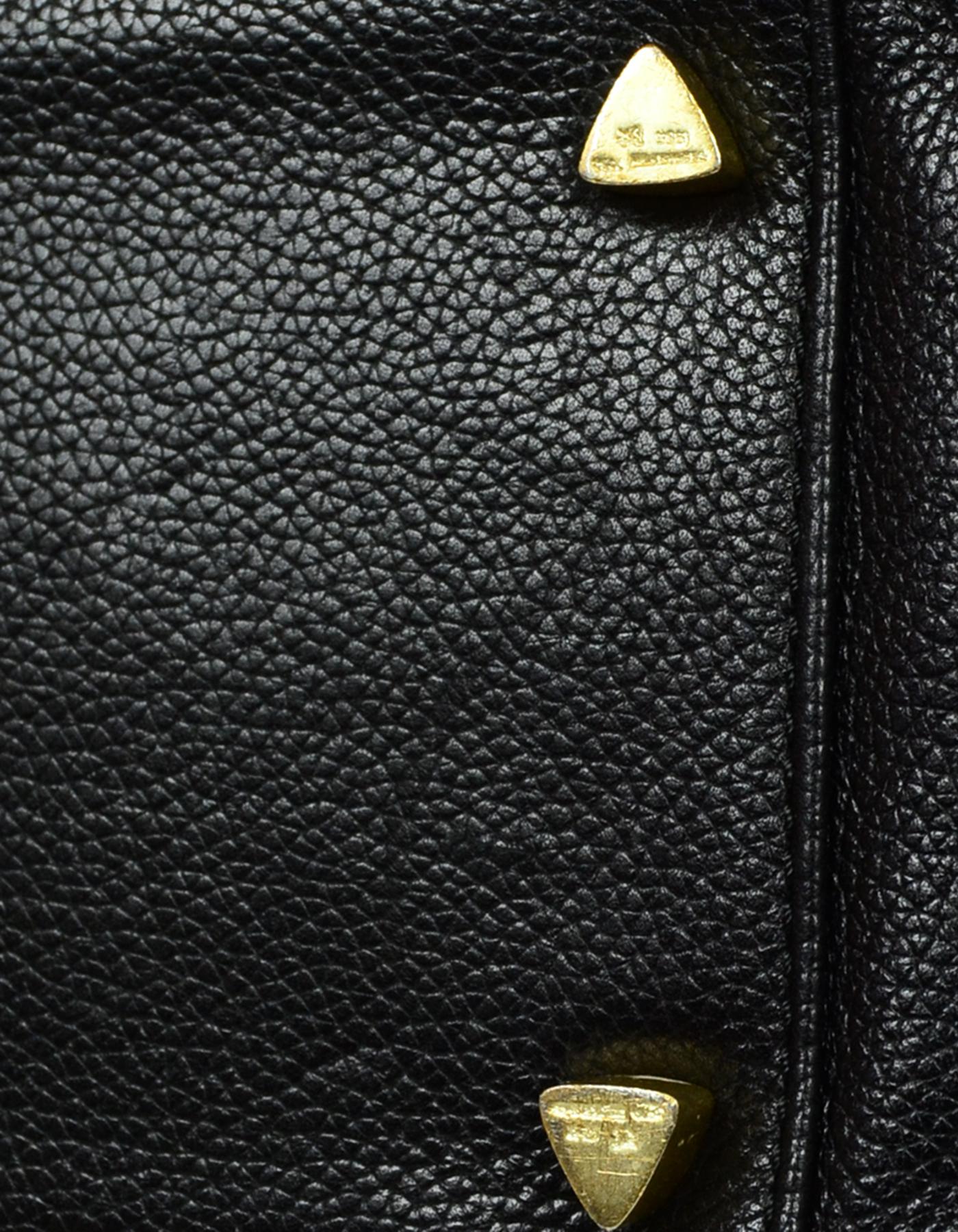Kieselstein-Cord Black Leather Bucket Bag w/ Antiqued Gold Hardware 1