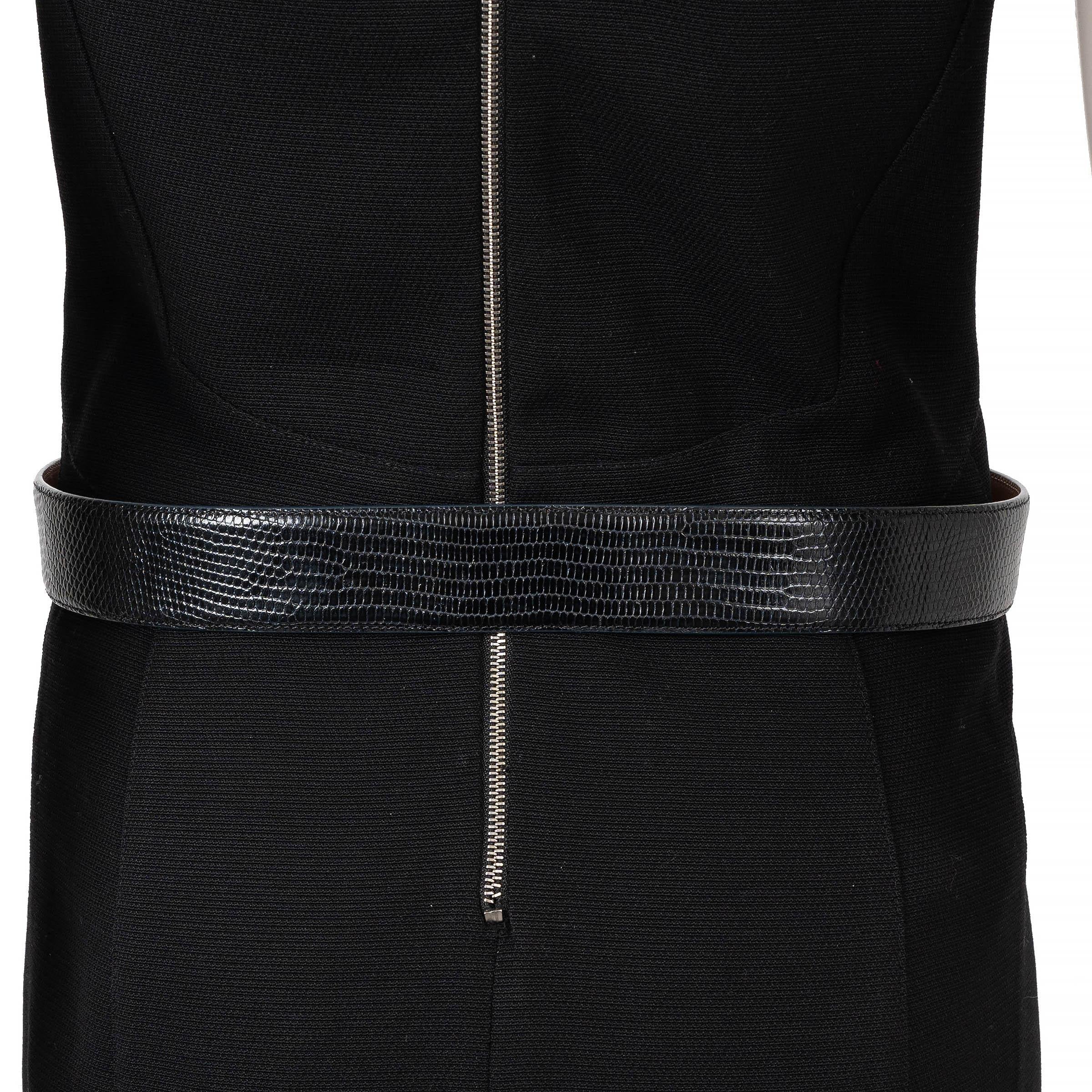 KIESELSTEIN-CORD black lizard Art Bronze DOUBLE ALLIGATOR BUCKLE Belt 32 In Excellent Condition For Sale In Zürich, CH