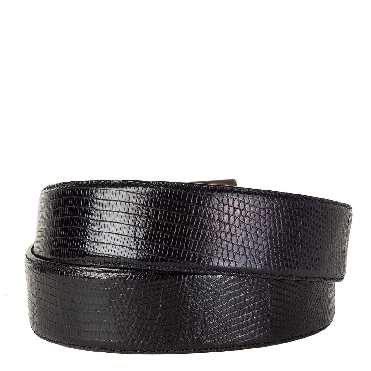 Barry Kieselstein-Cord belt in black lizard featuring sterling silver buckle. Has been worn and is in excellent condition. 

Tag Size 85
Width 3cm (1.2in)
Fits 79cm (30.8in) to 89cm (34.7in)
Length 104cm (40.6in)
Buckle Size Height 6cm