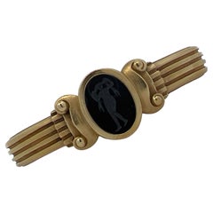 Kieselstein Cord Black Onyx Intaglio 18k Yellow Gold Cuff Bangle Bracelet Hinged