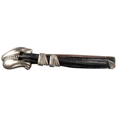 KIESELSTEIN-CORD Black S Lizard Leather Sterling Silver Buckle Western Belt