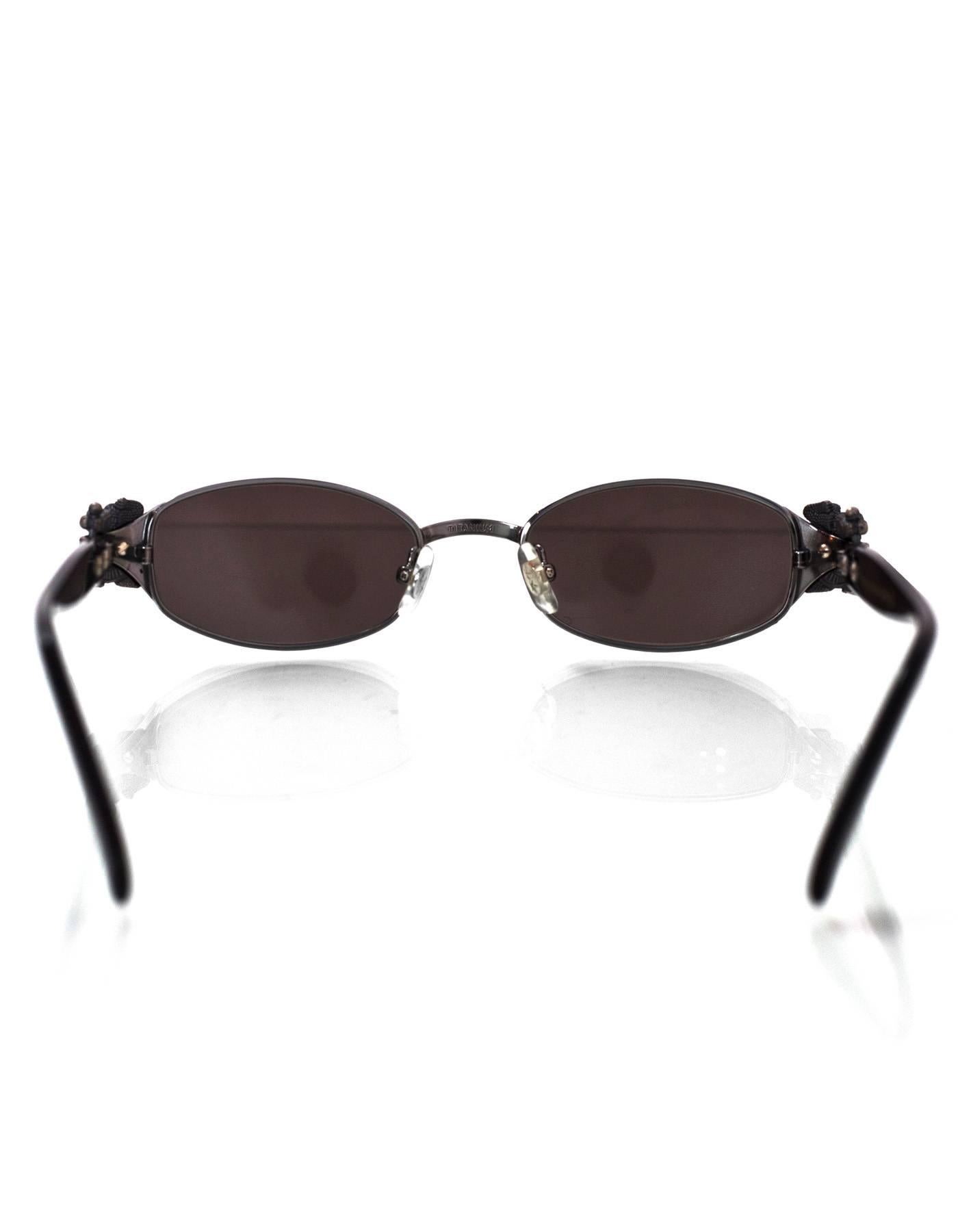 Women's Kieselstein-Cord Black Small Le Croc Titanium Sunglasses with Case