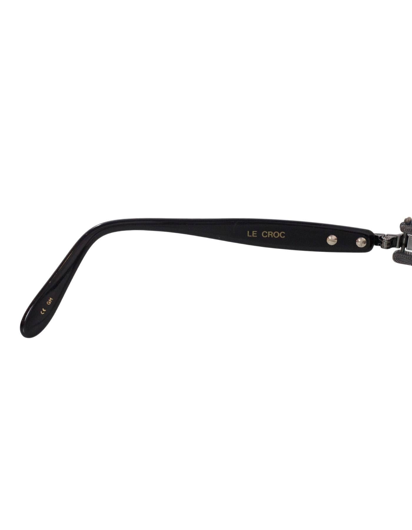 Kieselstein-Cord Black Small Le Croc Titanium Sunglasses with Case 2