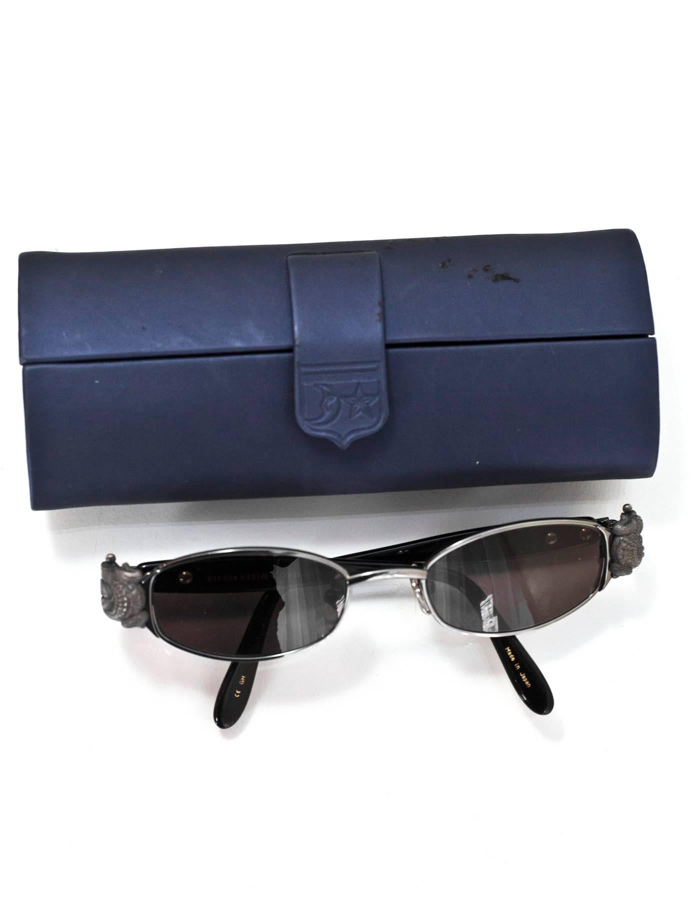 Kieselstein-Cord Black Small Le Croc Titanium Sunglasses with Case 4