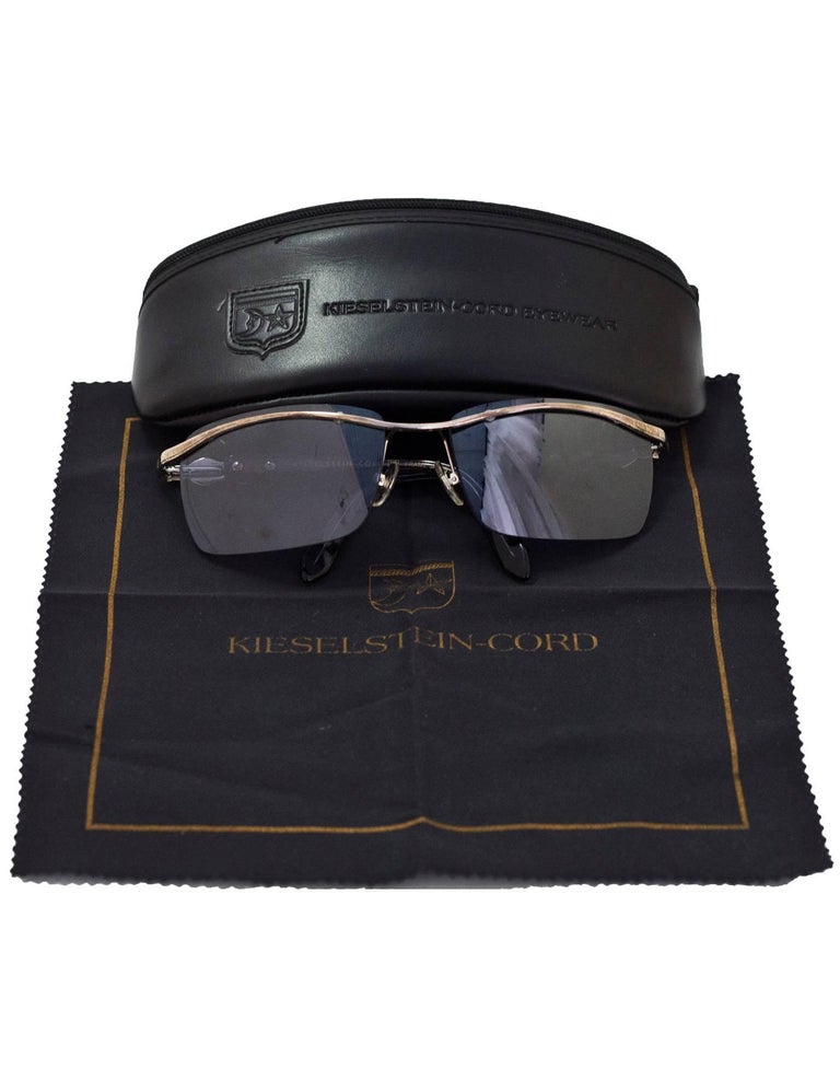 Kieselstein-Cord Black Super Star Mirrored Sunglasses with Case For