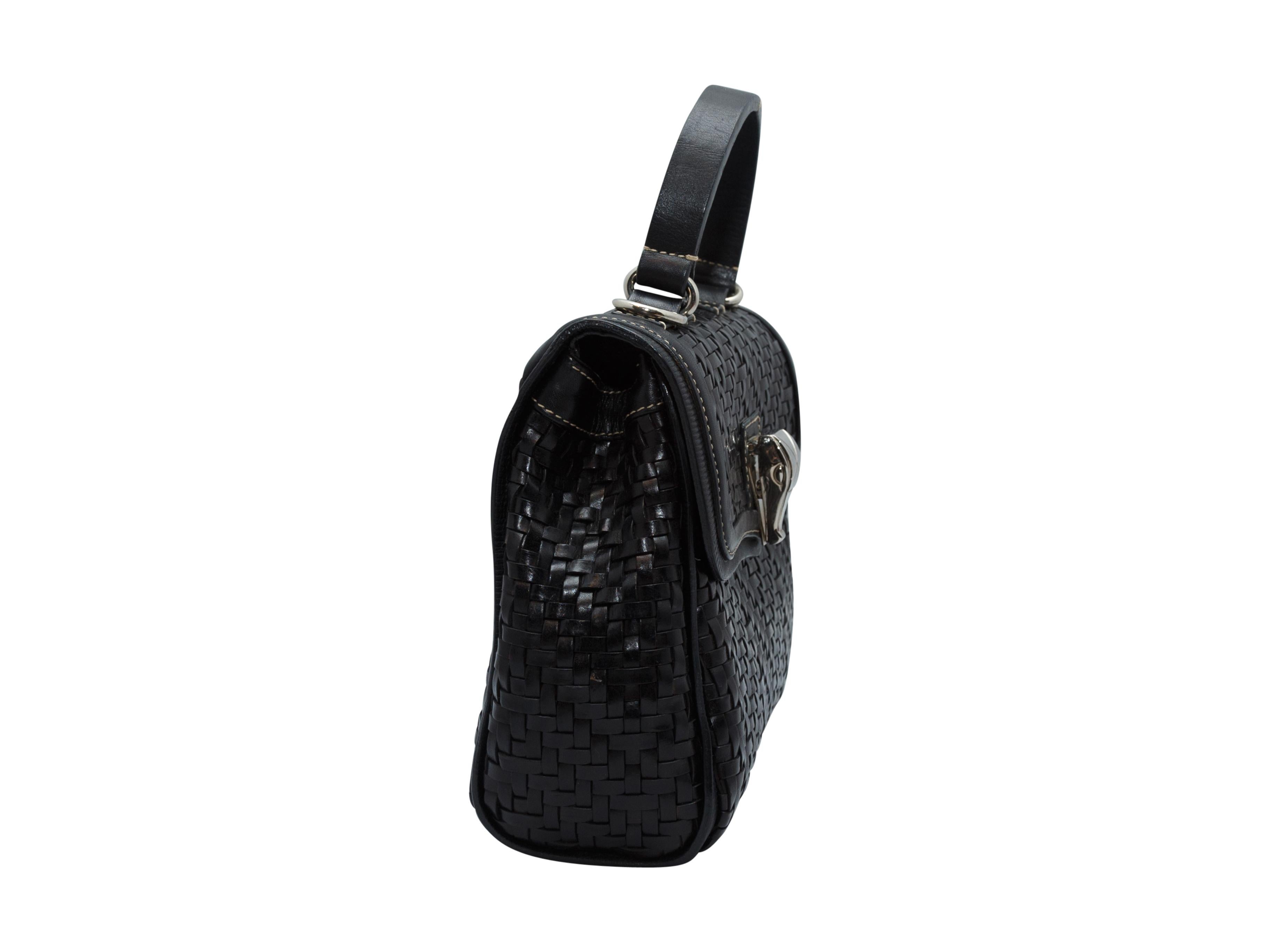 Women's Kieselstein-Cord Black Woven Leather Bag