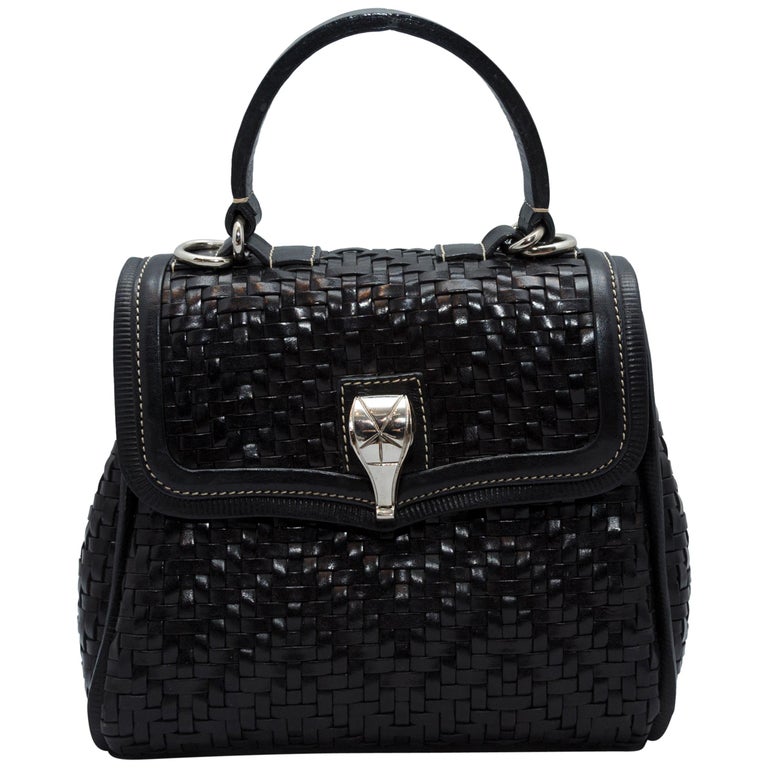 KieselsteinCord Black Woven Leather Bag at 1stDibs