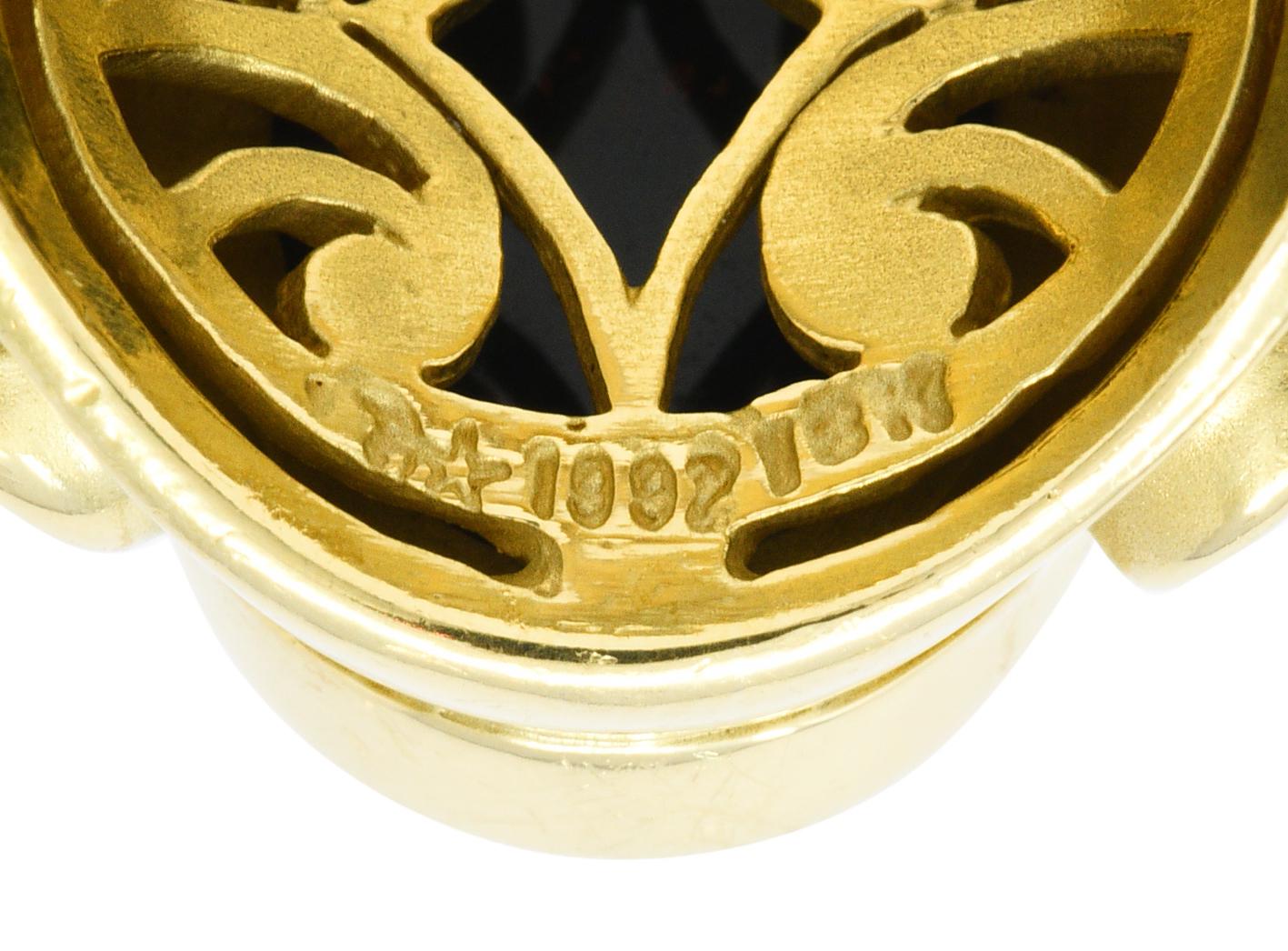Women's or Men's Kieselstein-Cord Bloodstone Intaglio 18 Karat Gold Signet Ring