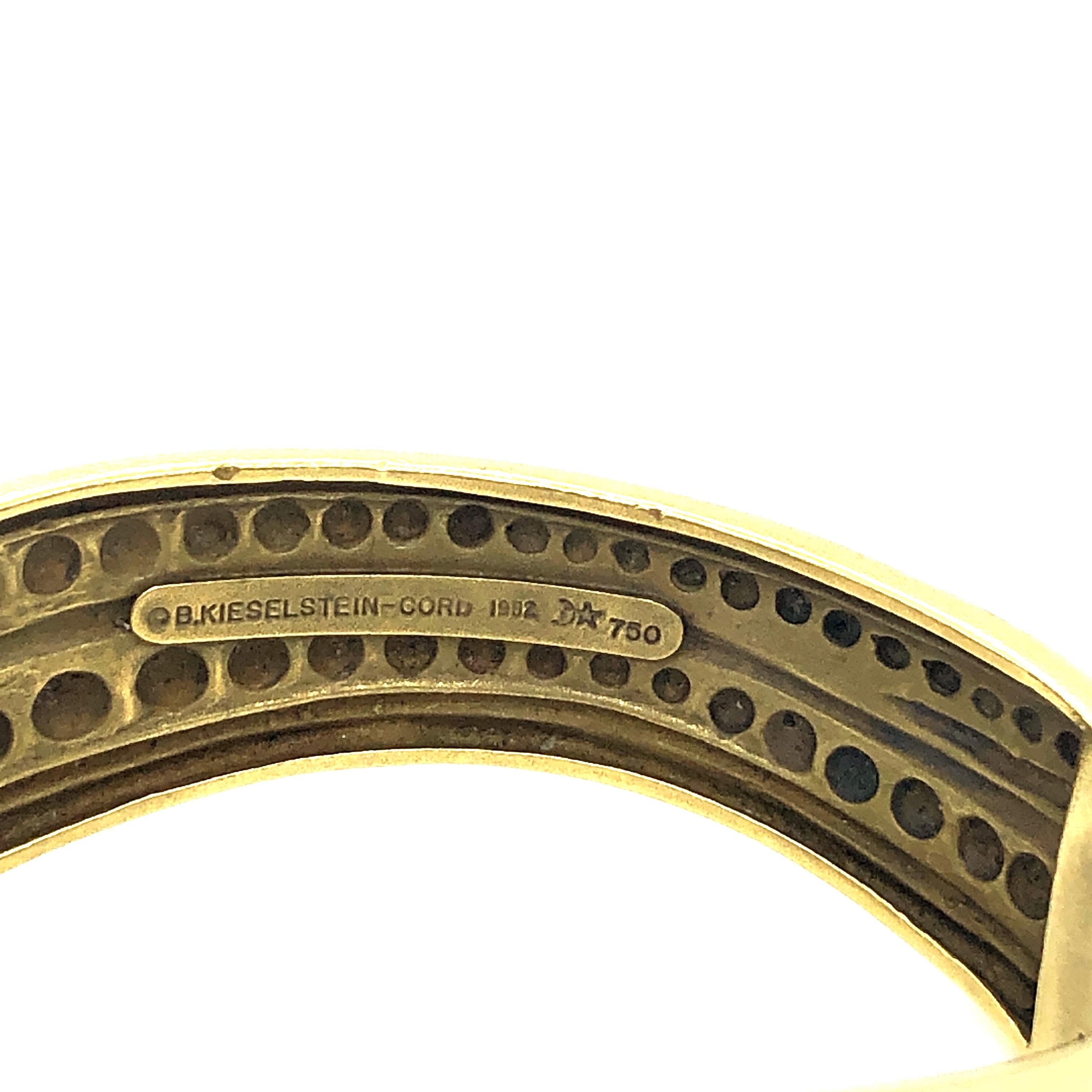 Modern Kieselstein Cord Large Caviar Yellow Gold Diamond Bracelet