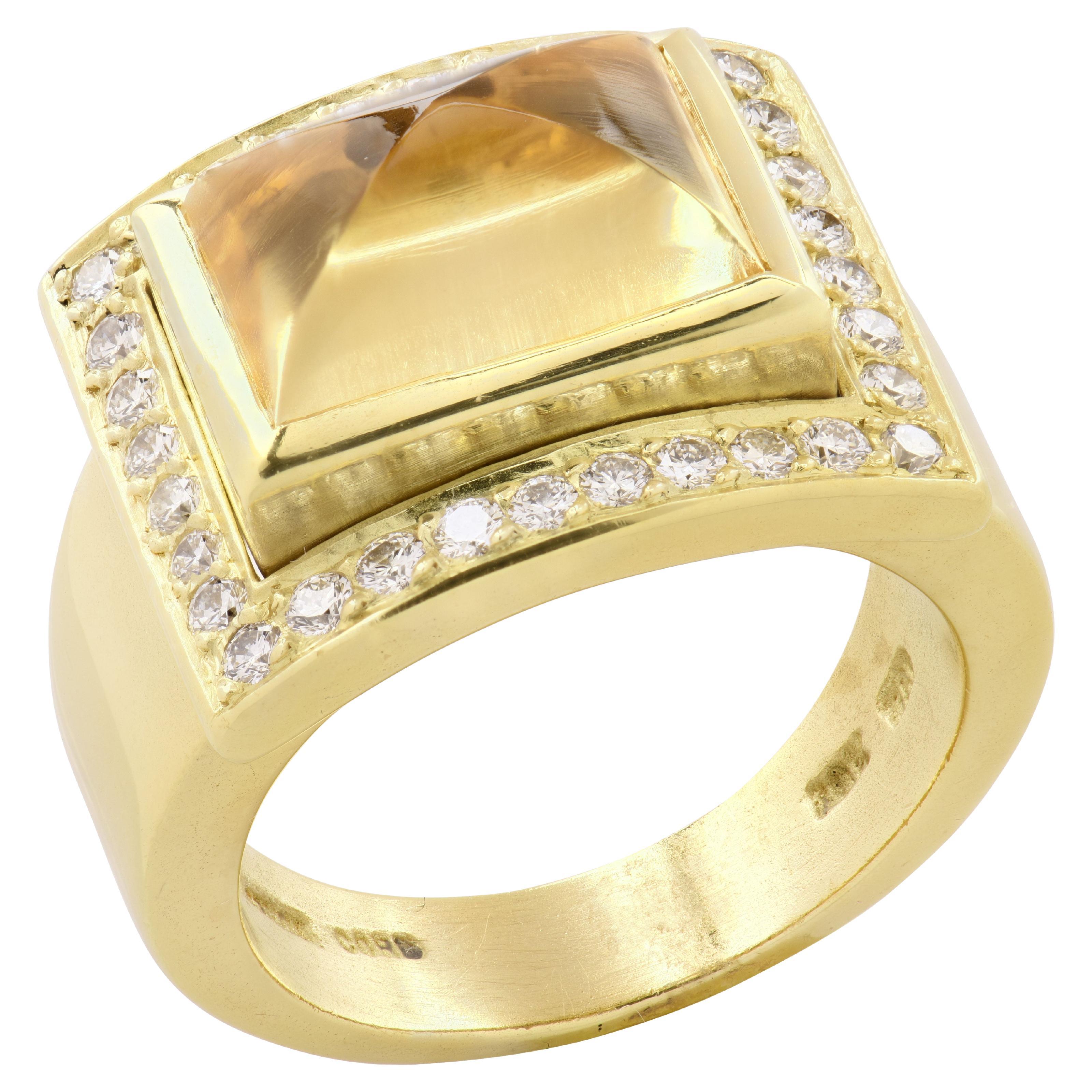 Kieselstein Cord Citrine & Diamond Ring in vendita