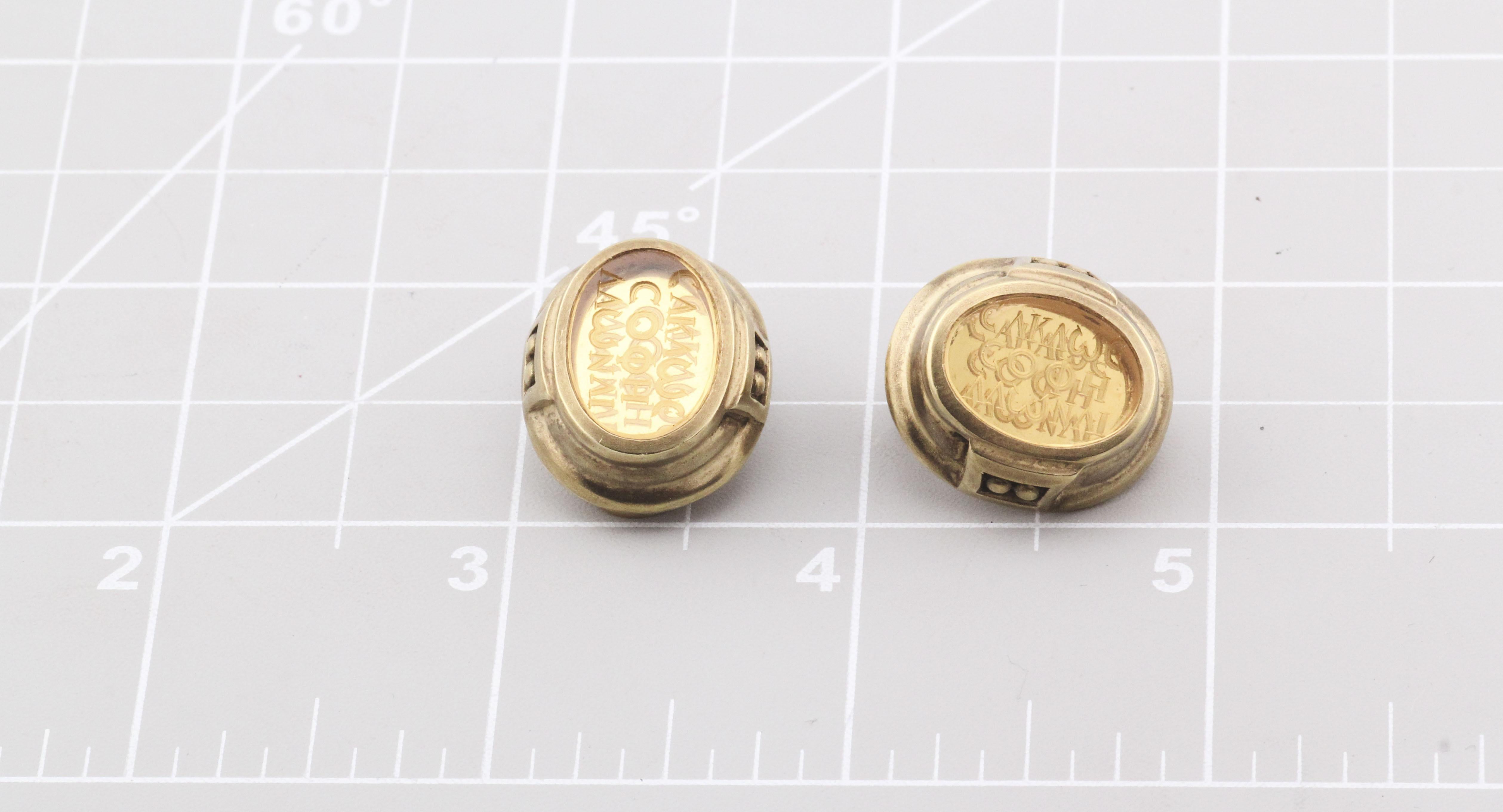 KIESELSTEIN-CORD Citrine Intaglio 18k Yellow Gold Earrings Ear Clips For Sale 3