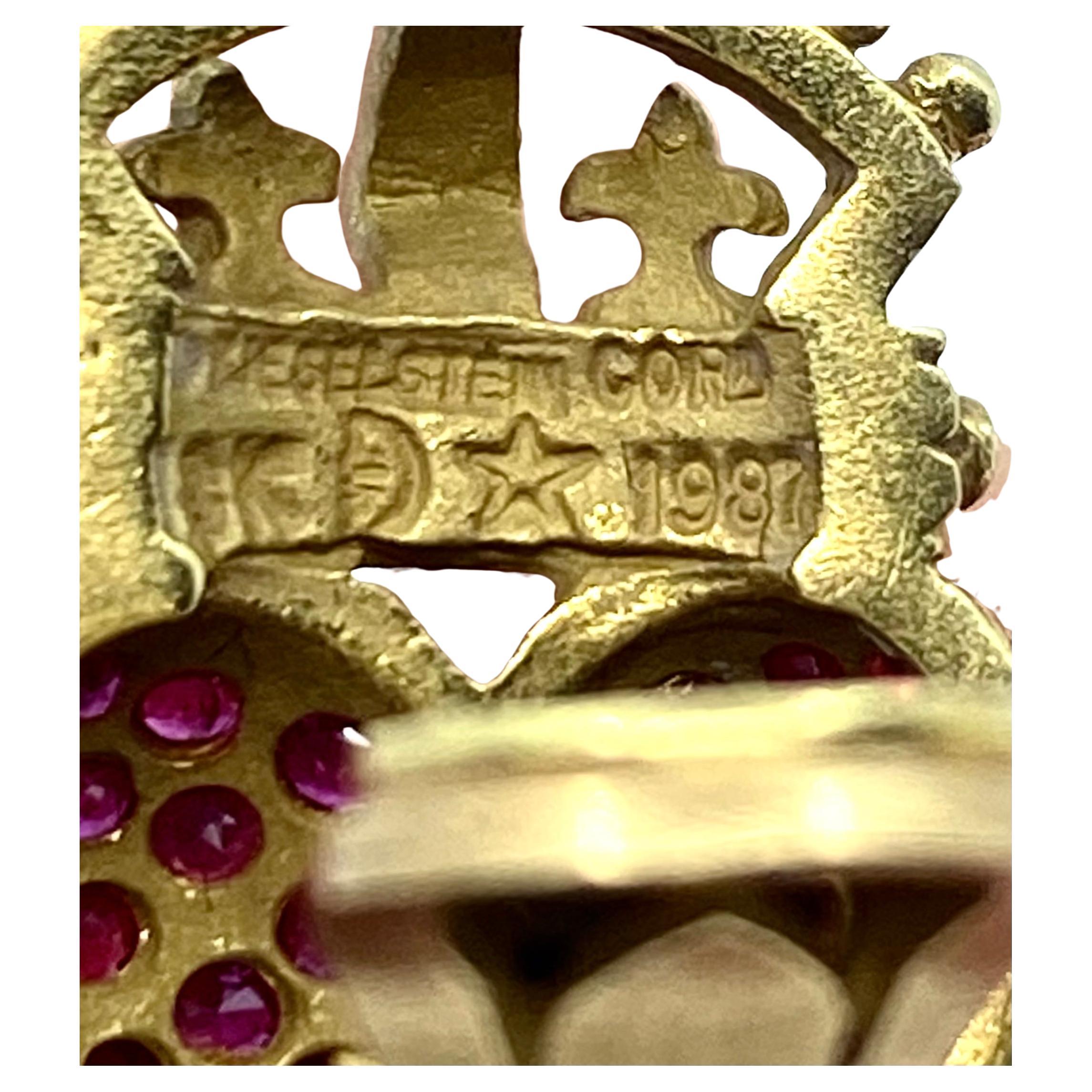 Kieselstein Cord Crown Heart Earrings Gold Ruby Diamond 5