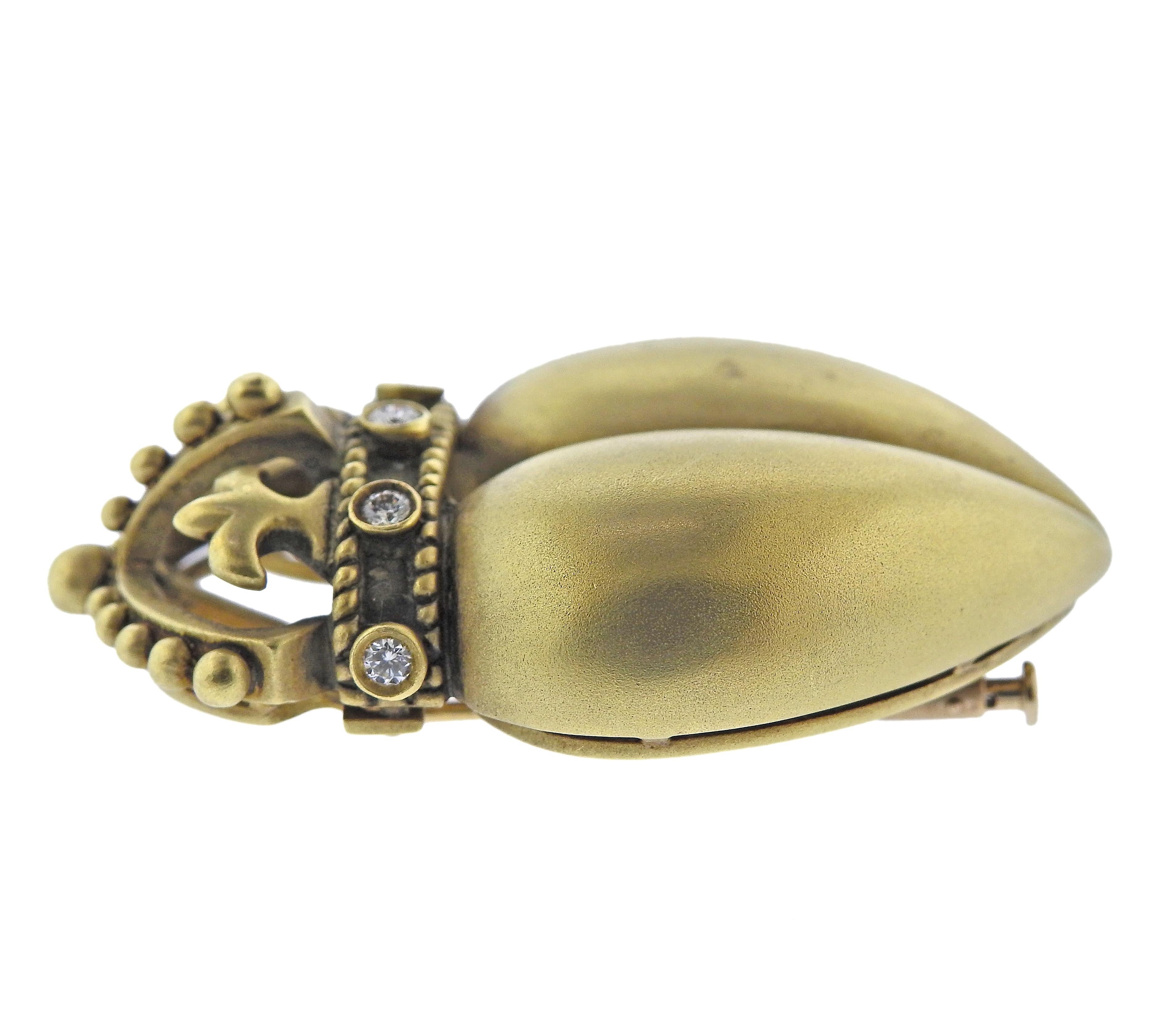 Taille ronde KIESELSTEIN-CORD Couronne Coeur or pendentif diamants en vente