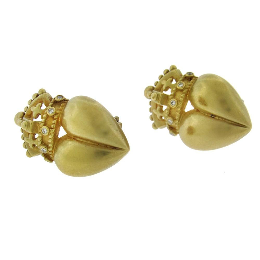Women's Kieselstein-Cord Crowned Heart Earrings