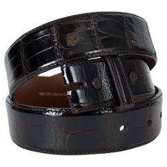 KIESELSTEIN-CORD dark brown CROCODILE 1.5" Belt Strap 3