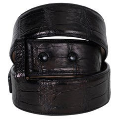 KIESELSTEIN-CORD dark brown CROCODILE 1.5" Belt Strap L
