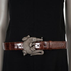 KIESELSTEIN-CORD dark brown SHINY CROCODILE Belt Strap Sz 3