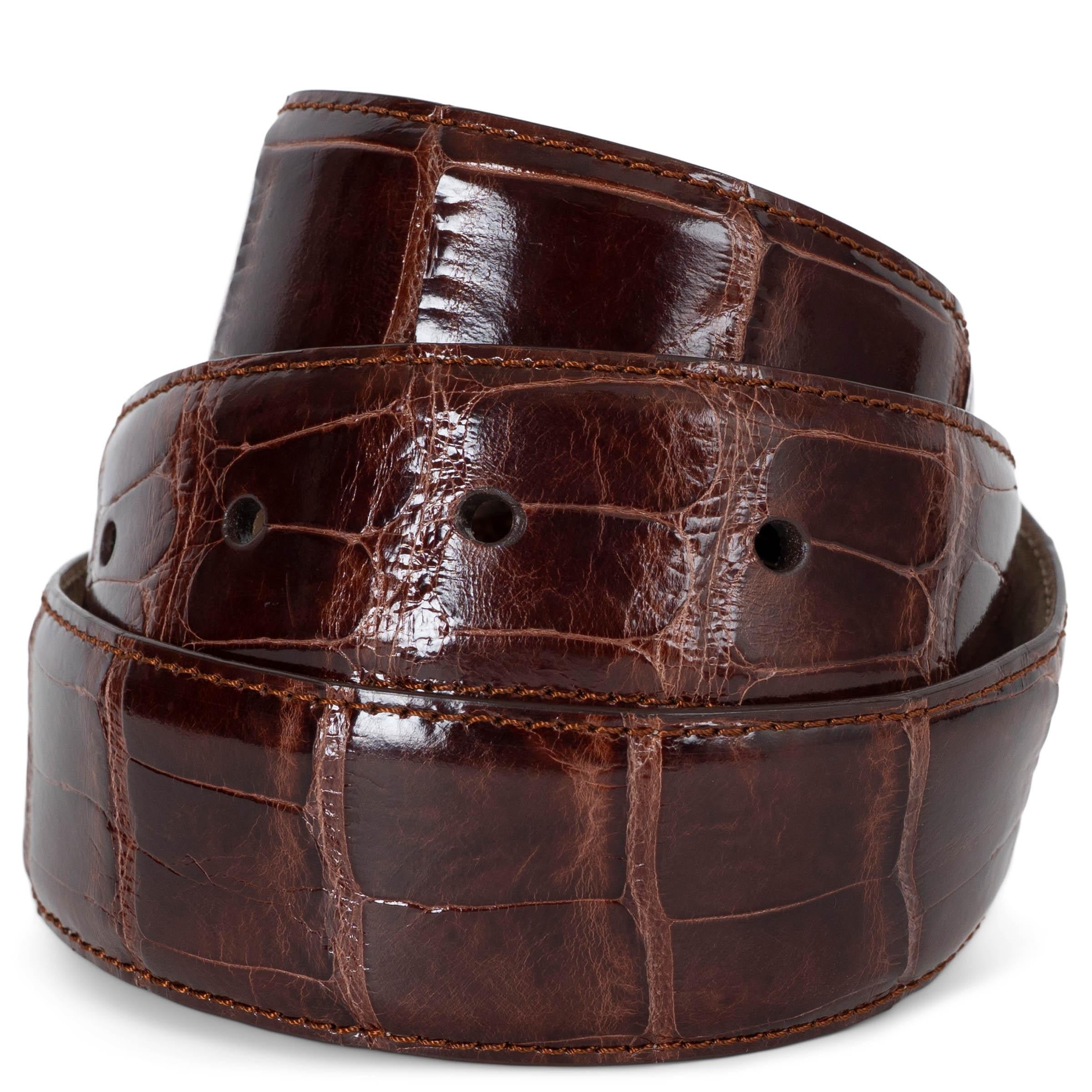 KIESELSTEIN-CORD dark brown SHINY CROCODILE Belt Strap Sz 3