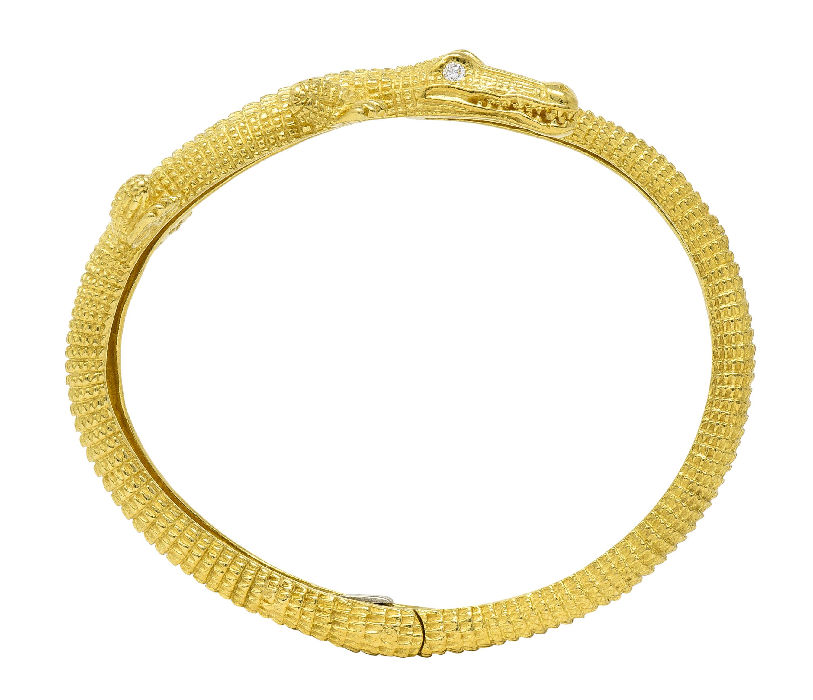 Kieselstein-Cord Diamond 18 Karat Yellow Gold Alligator Vintage Animal Bracelet 4