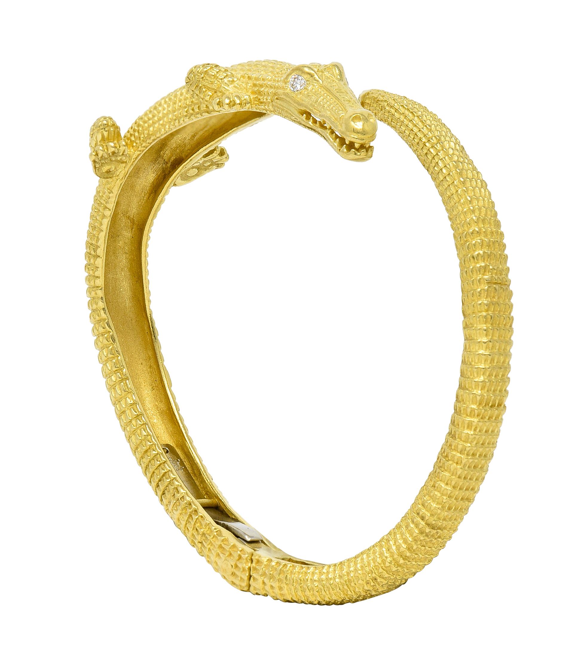 Kieselstein-Cord Diamond 18 Karat Yellow Gold Alligator Vintage Animal Bracelet 5