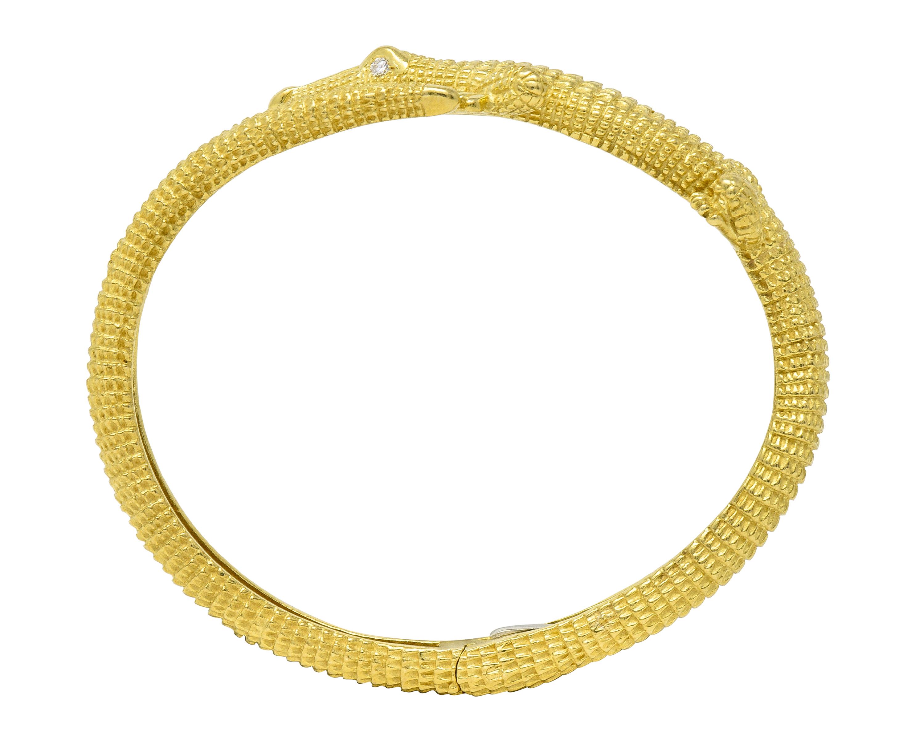 Kieselstein-Cord Diamond 18 Karat Yellow Gold Alligator Vintage Animal Bracelet 6