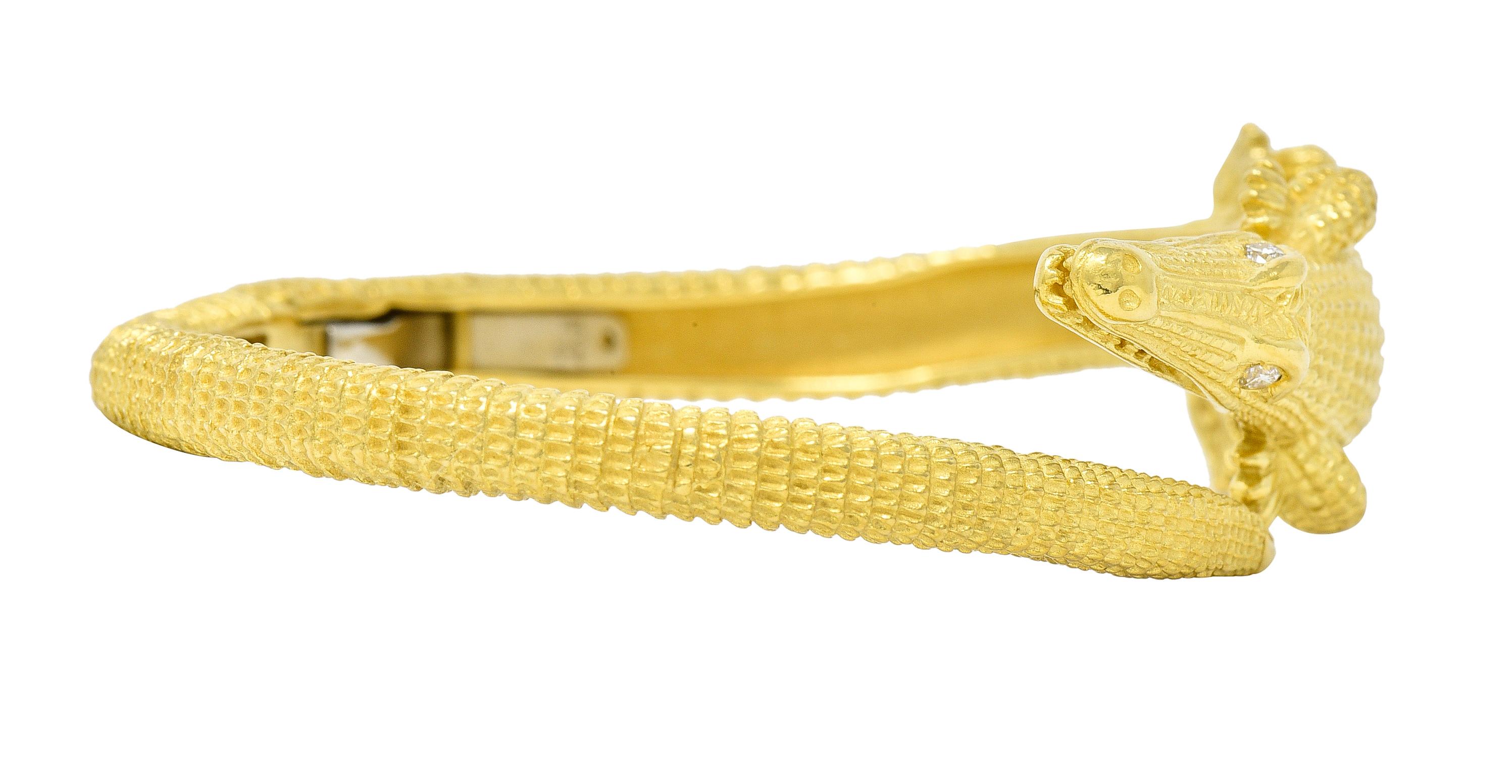 Contemporary Kieselstein-Cord Diamond 18 Karat Yellow Gold Alligator Vintage Animal Bracelet
