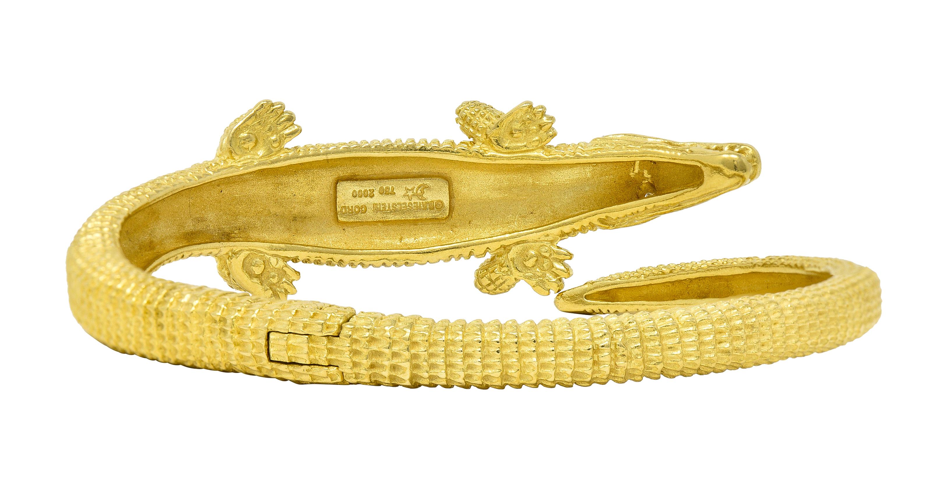 Brilliant Cut Kieselstein-Cord Diamond 18 Karat Yellow Gold Alligator Vintage Animal Bracelet