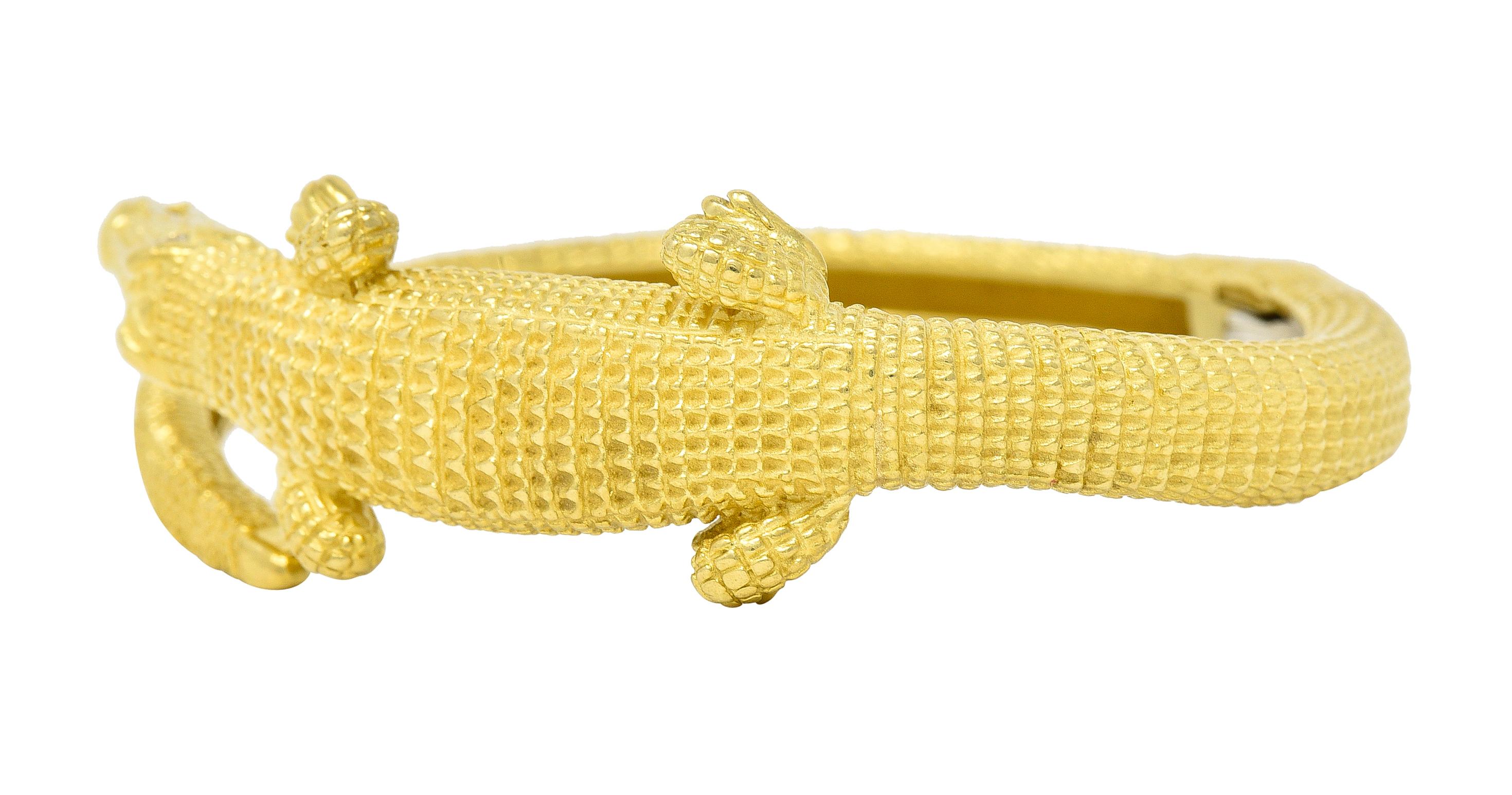Women's Kieselstein-Cord Diamond 18 Karat Yellow Gold Alligator Vintage Animal Bracelet