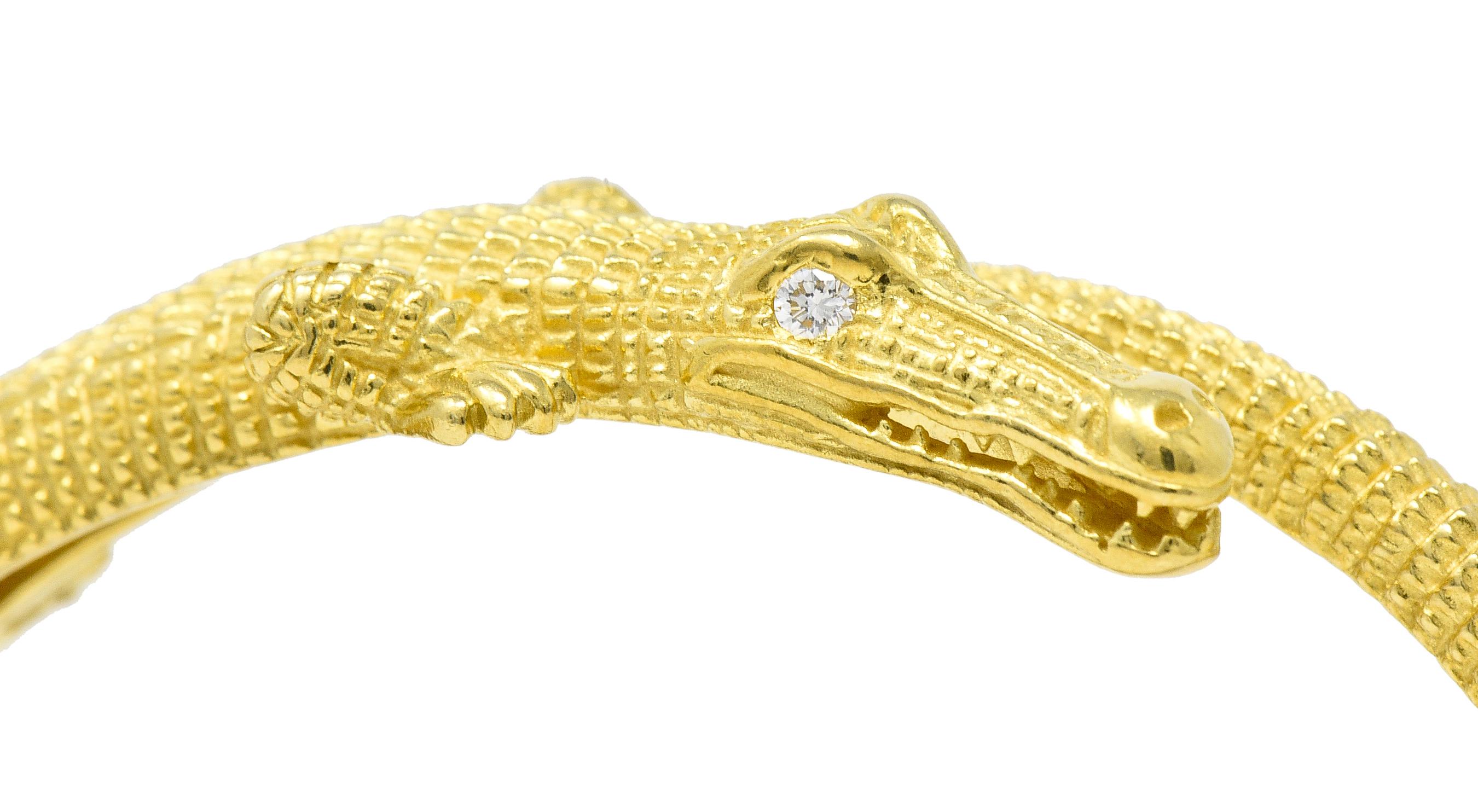 Kieselstein-Cord Diamond 18 Karat Yellow Gold Alligator Vintage Animal Bracelet 2
