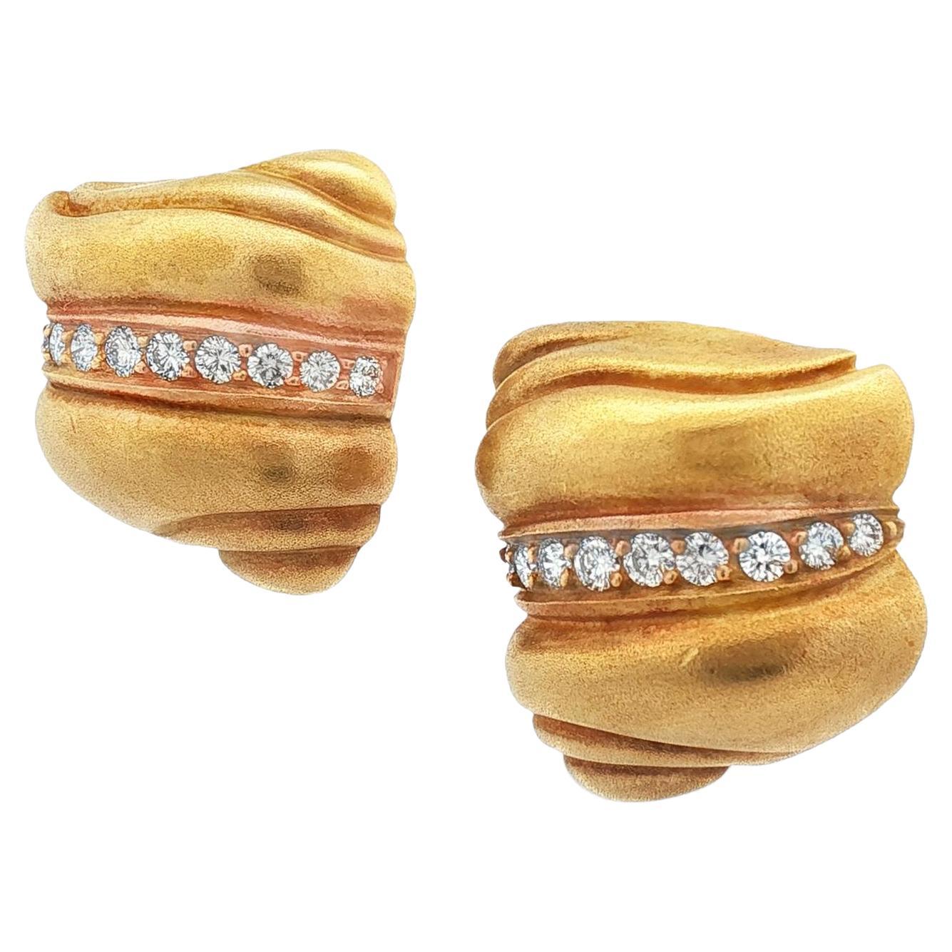 KIESELSTEIN-CORD Orecchini con diamante in oro giallo 18 carati con chiusura a leva