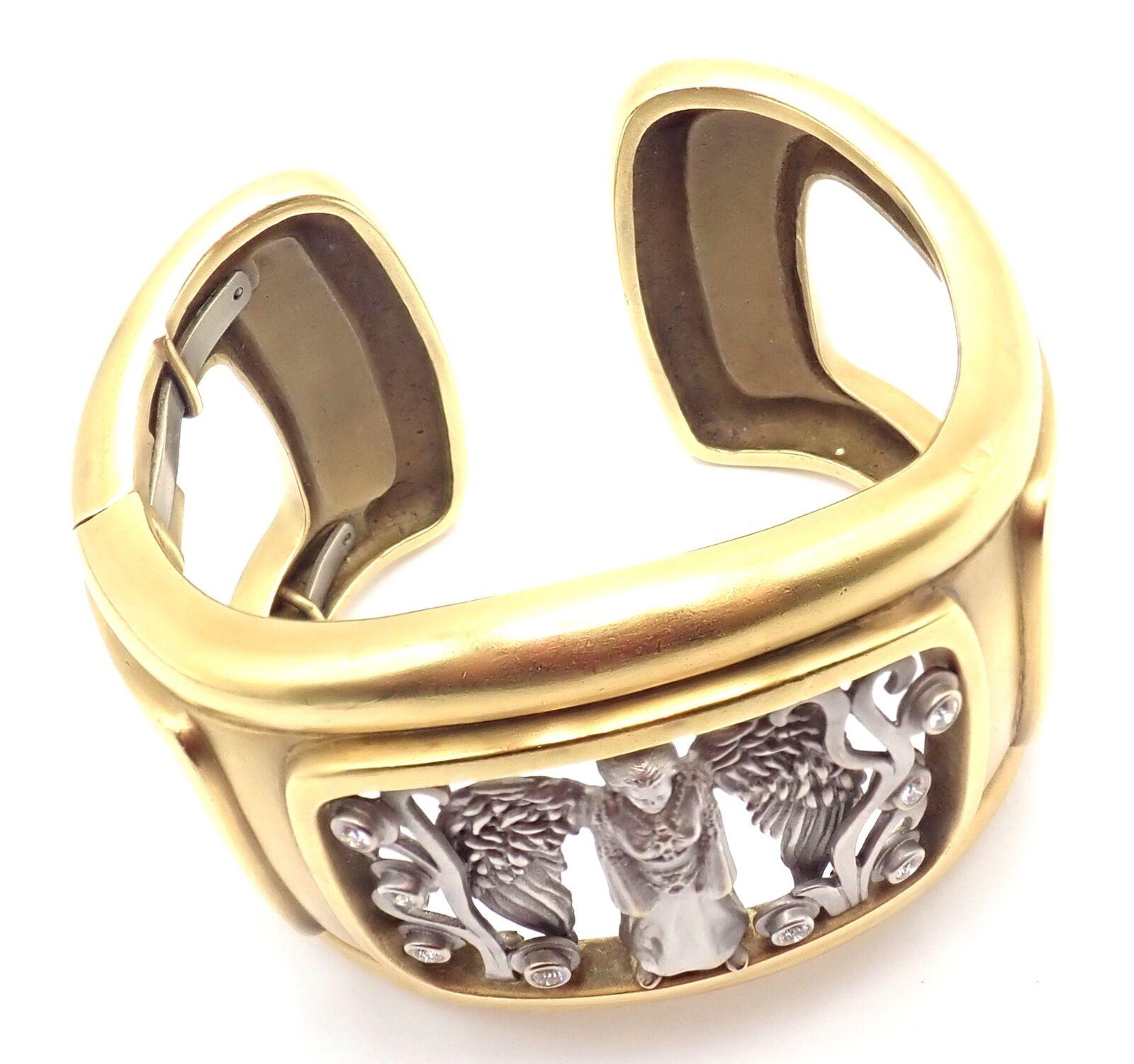 Kieselstein Cord Diamond Angel In My Window Yellow Gold Cuff Bangle Bracelet For Sale 6