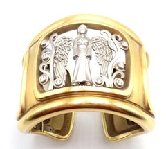 Kieselstein Cord Diamond Angel In My Window Yellow Gold Cuff Bangle Bracelet