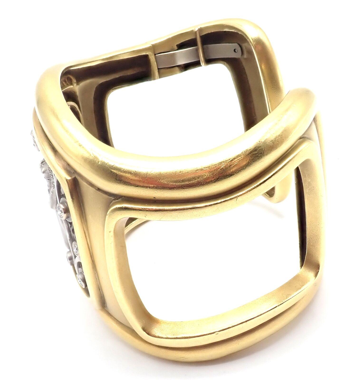 Women's or Men's Kieselstein Cord Diamond Angel In My Window Yellow Gold Cuff Bangle Bracelet For Sale