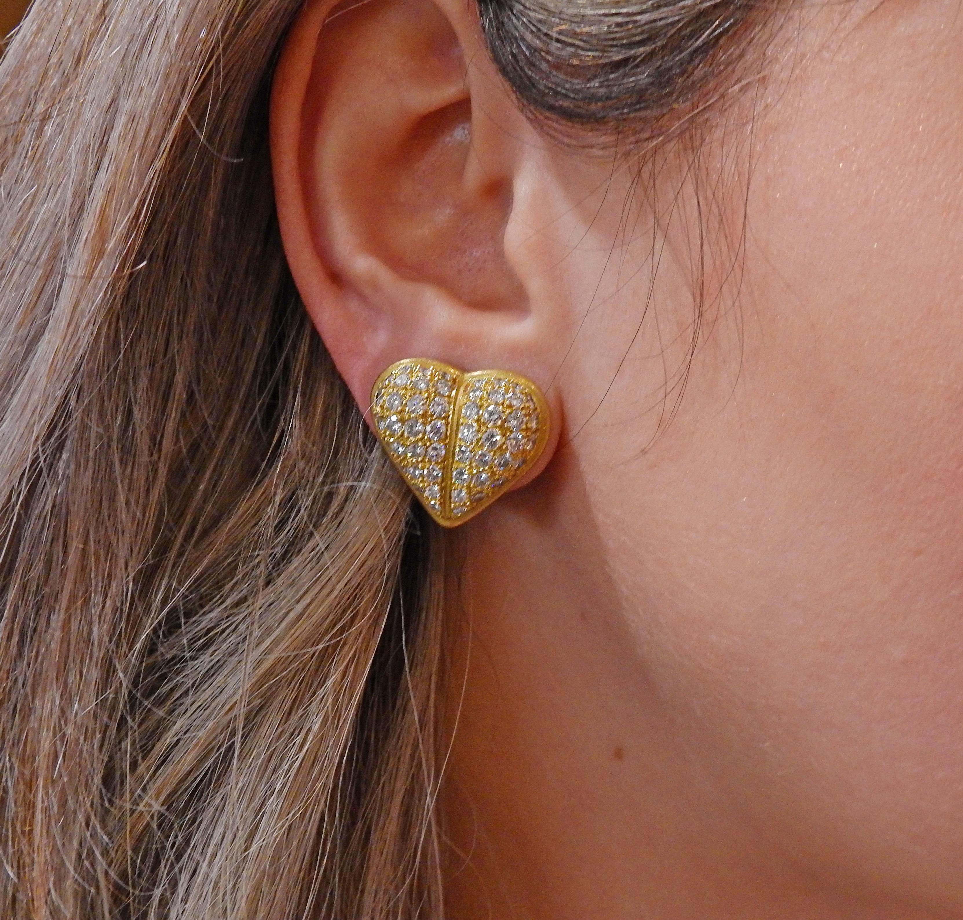 Kieselstein Cord Diamond Gold Heart Earrings 1