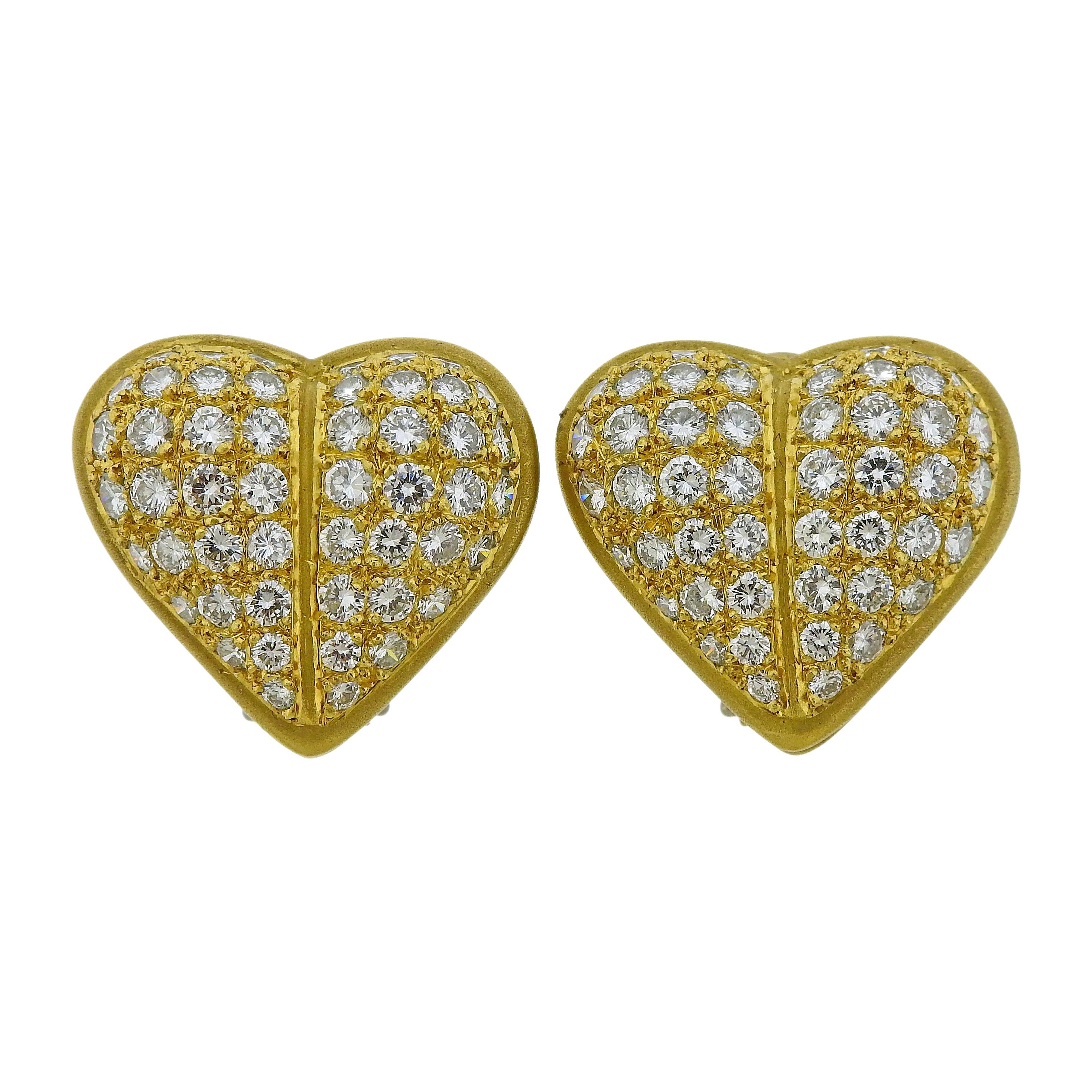 Kieselstein Cord Diamond Gold Heart Earrings