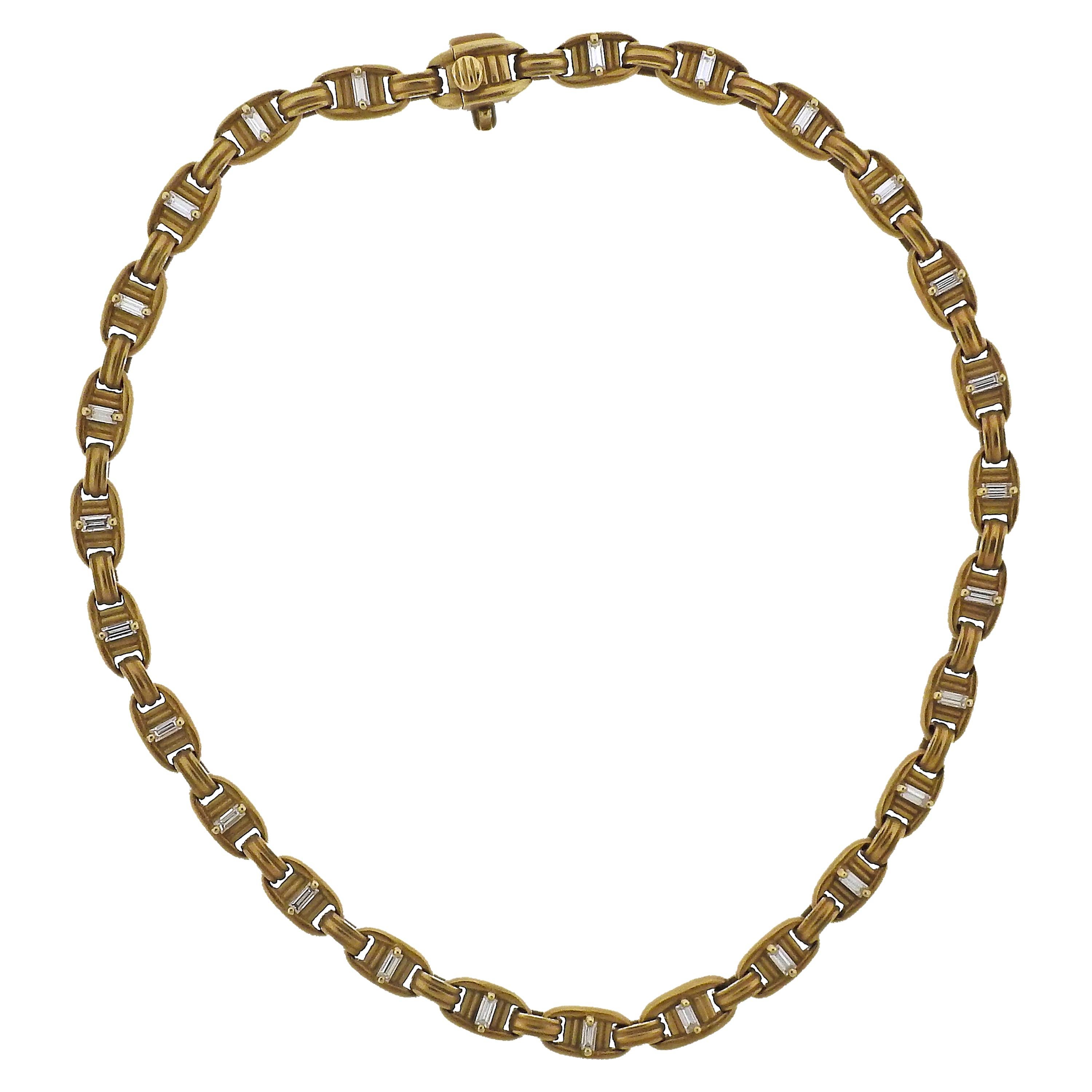 Kieselstein Cord Diamond Gold Necklace For Sale